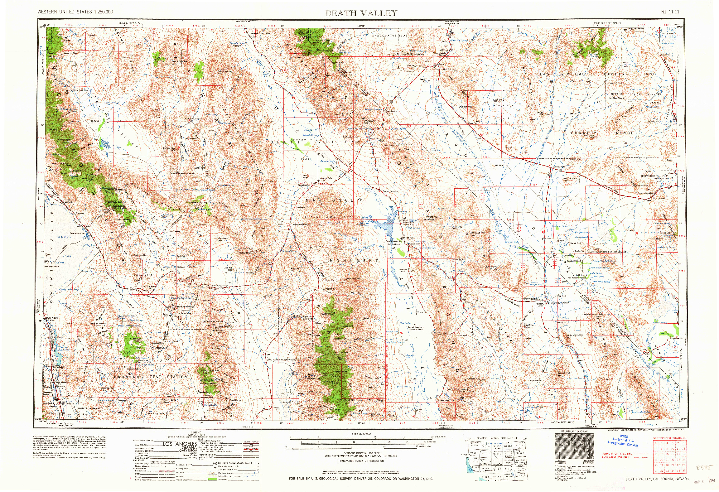 USGS 1:250000-SCALE QUADRANGLE FOR DEATH VALLEY, CA 1964