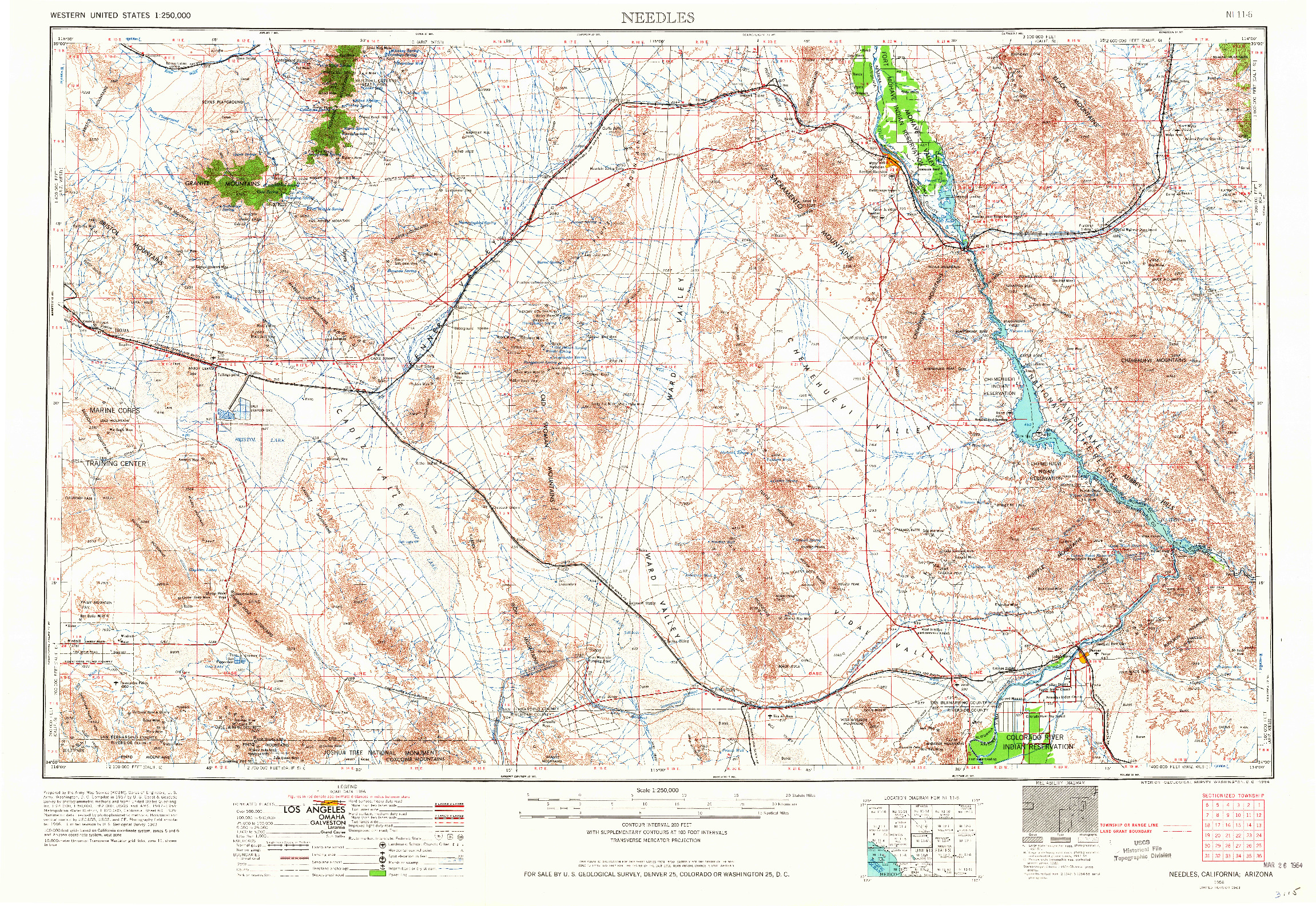 USGS 1:250000-SCALE QUADRANGLE FOR NEEDLES, CA 1956