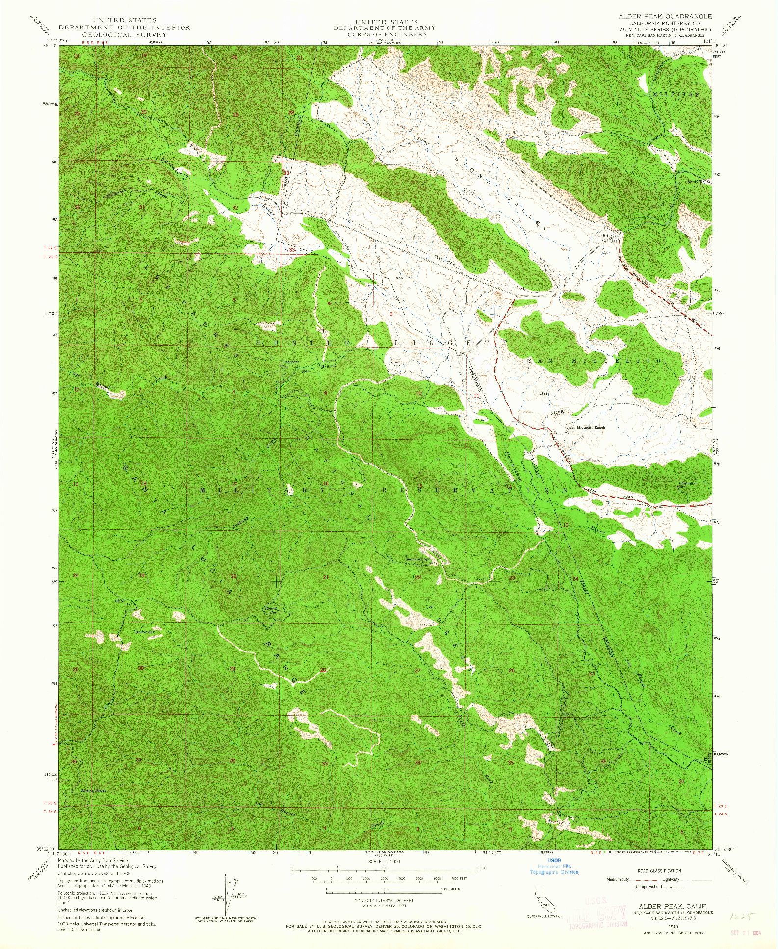 USGS 1:24000-SCALE QUADRANGLE FOR ALDER PEAK, CA 1949