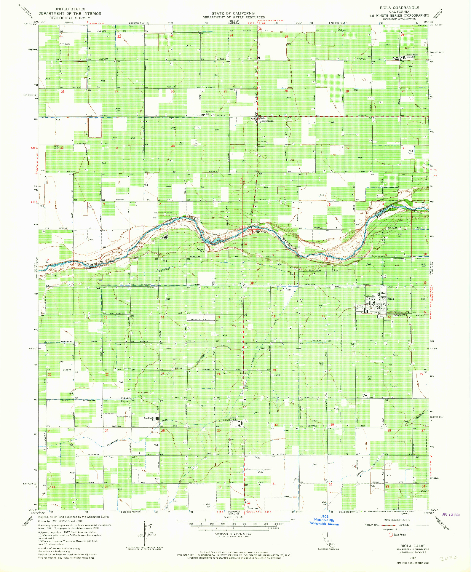 USGS 1:24000-SCALE QUADRANGLE FOR BIOLA, CA 1963