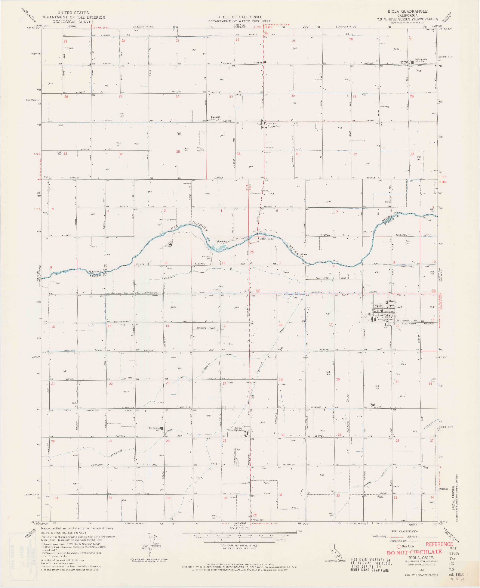 USGS 1:24000-SCALE QUADRANGLE FOR BIOLA, CA 1963