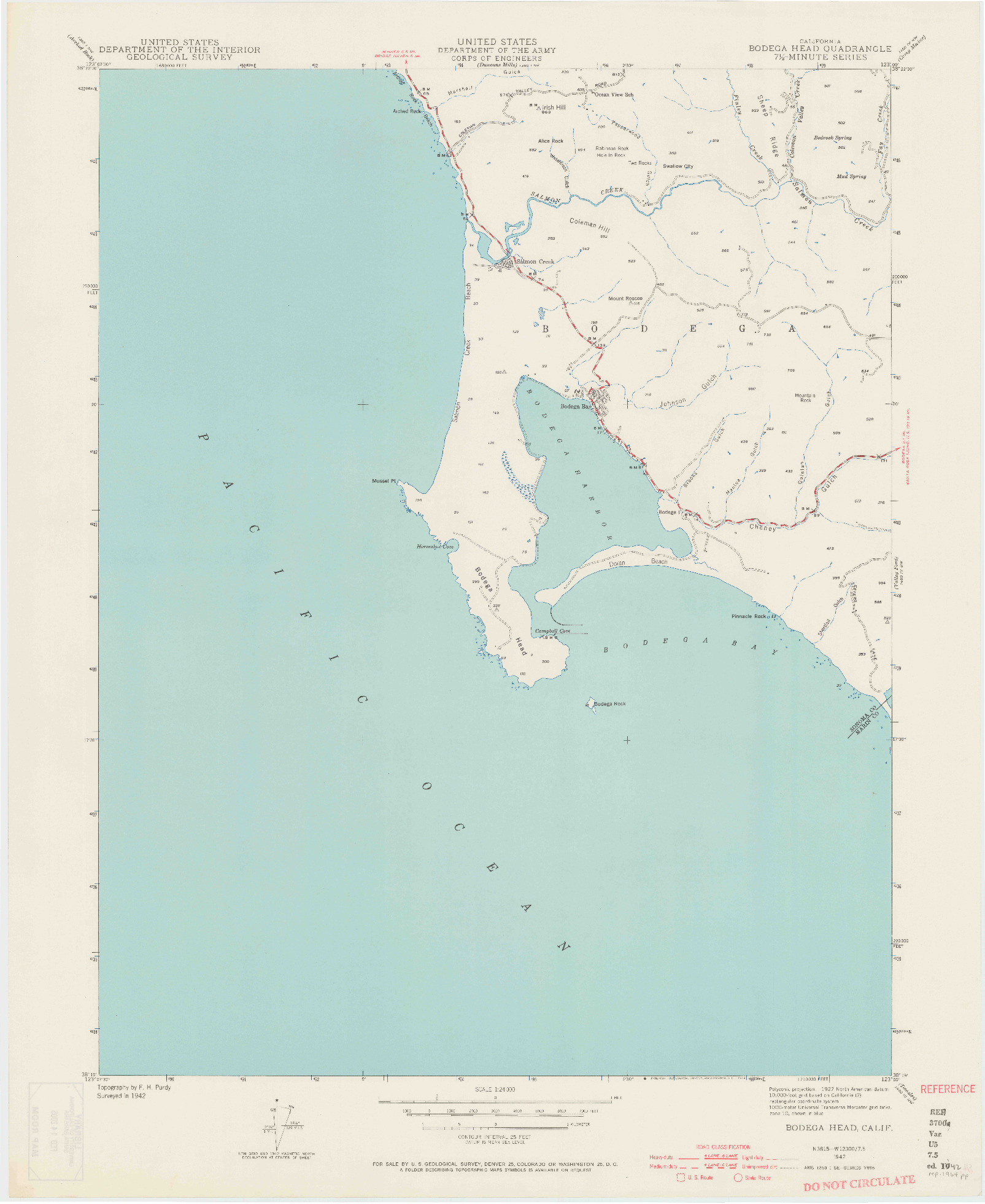 USGS 1:24000-SCALE QUADRANGLE FOR BODEGA HEAD, CA 1942