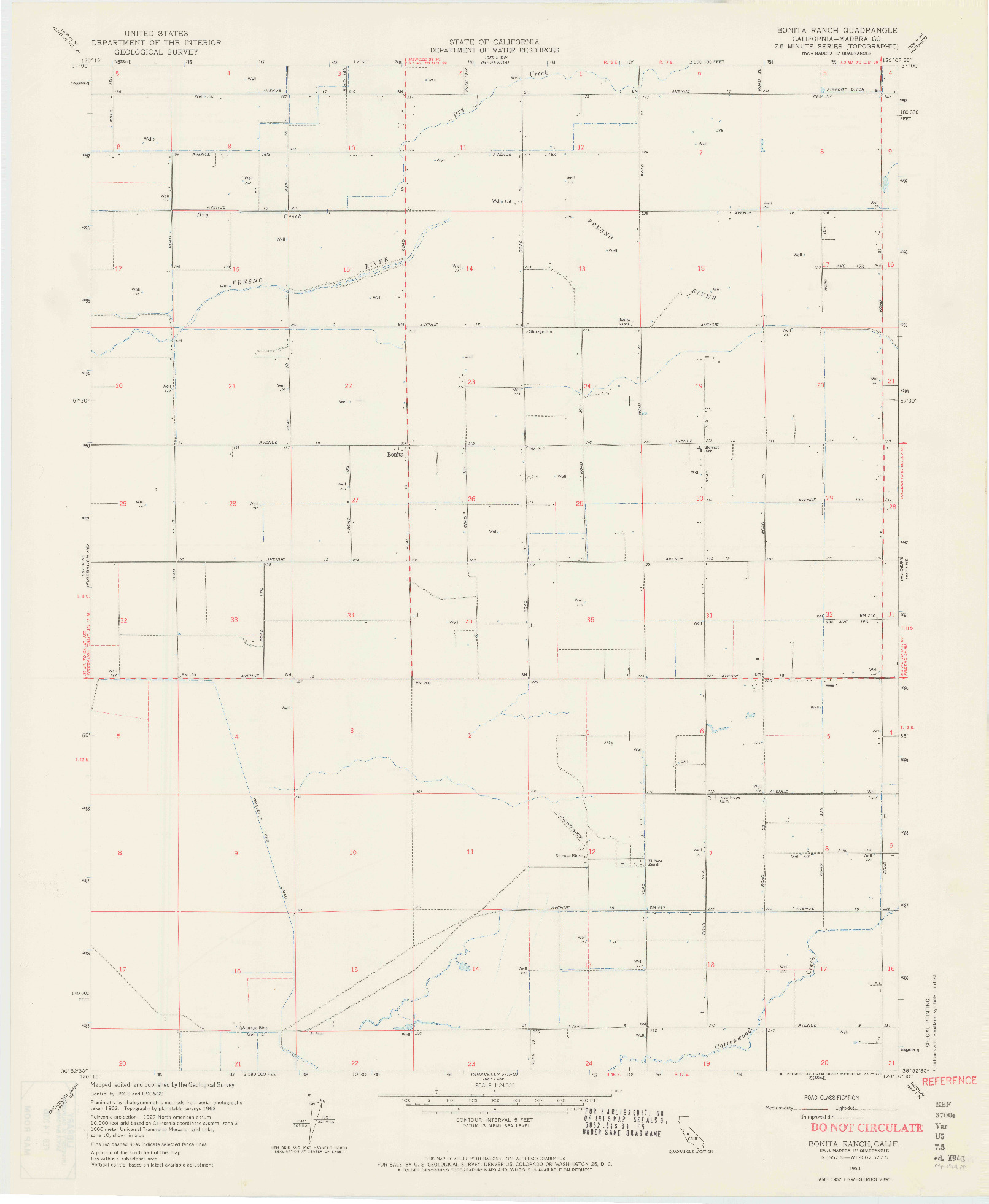 USGS 1:24000-SCALE QUADRANGLE FOR BONITA RANCH, CA 1963
