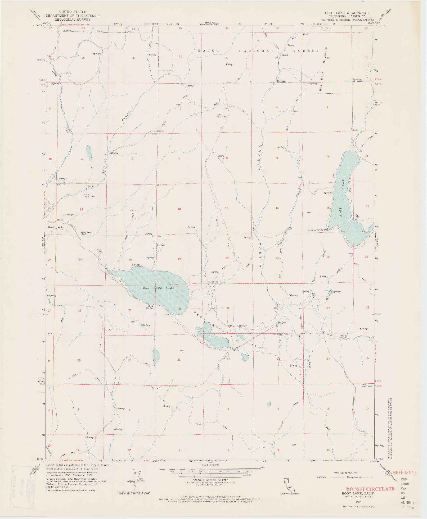 USGS 1:24000-SCALE QUADRANGLE FOR BOOT LAKE, CA 1962