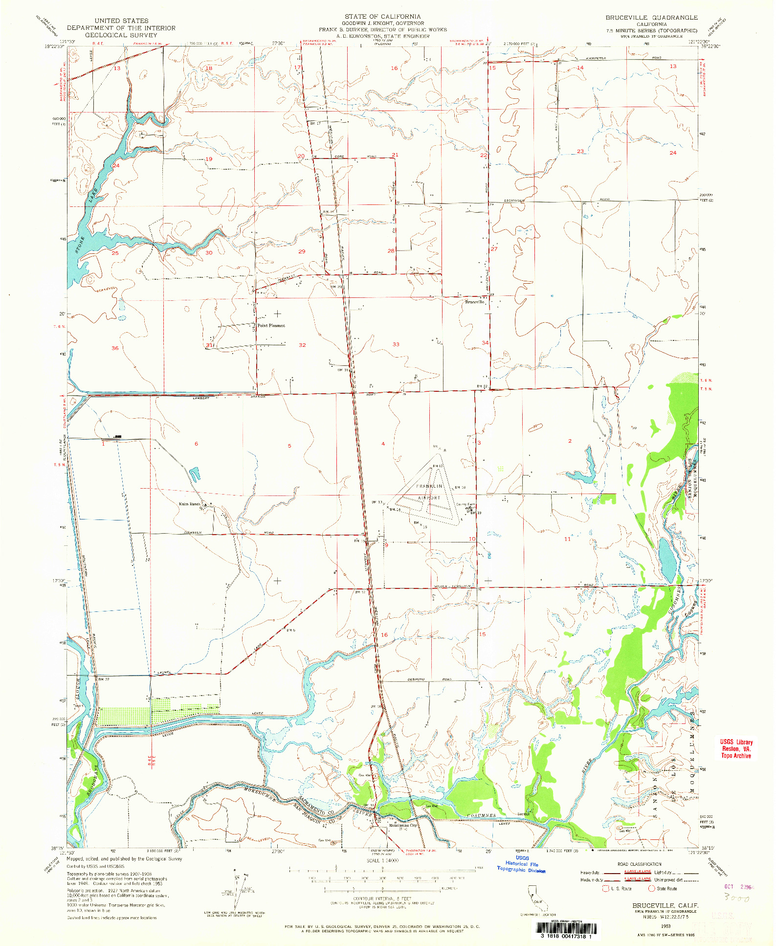USGS 1:24000-SCALE QUADRANGLE FOR BRUCEVILLE, CA 1953