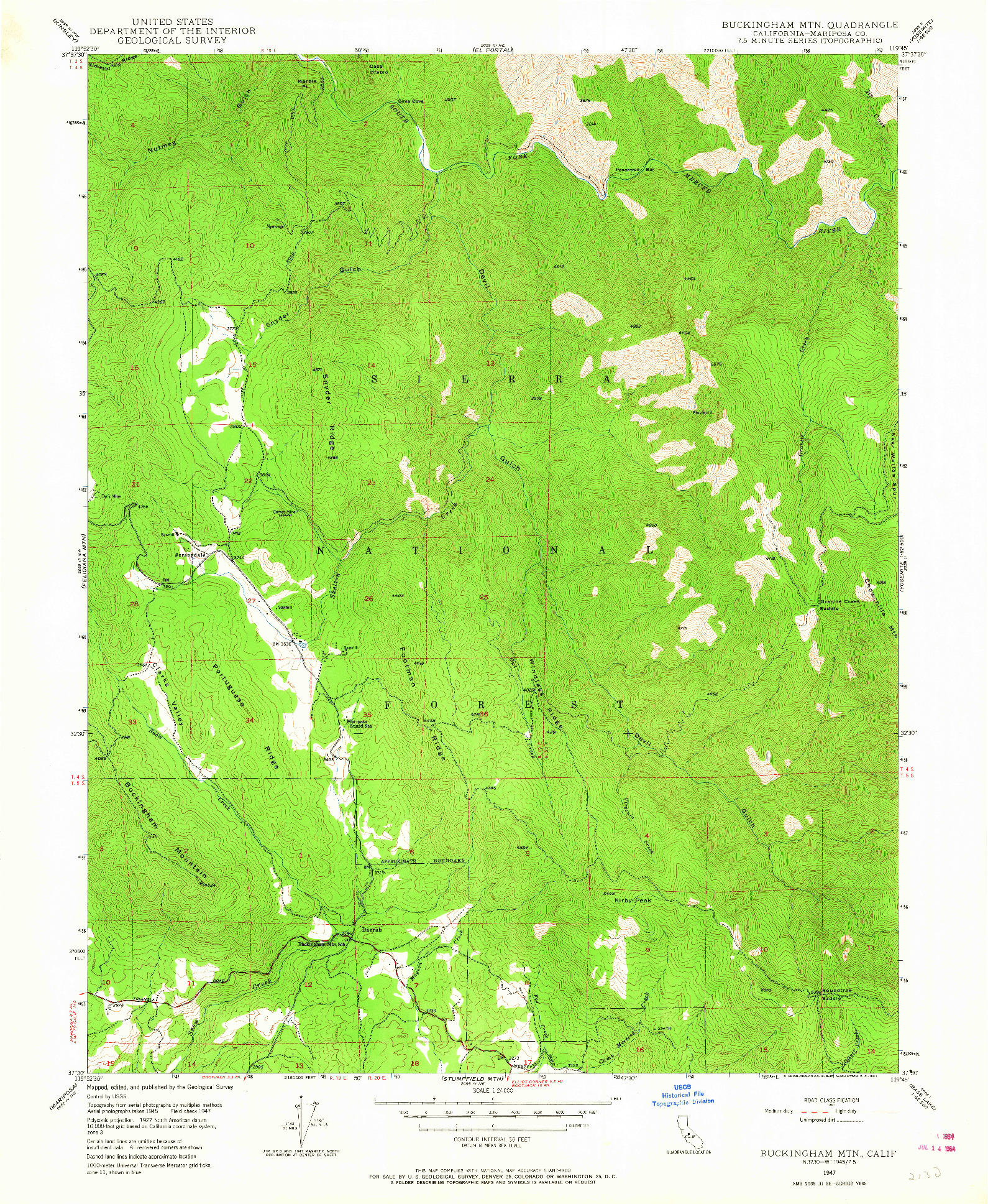 USGS 1:24000-SCALE QUADRANGLE FOR BUCKINGHAM MTN, CA 1947