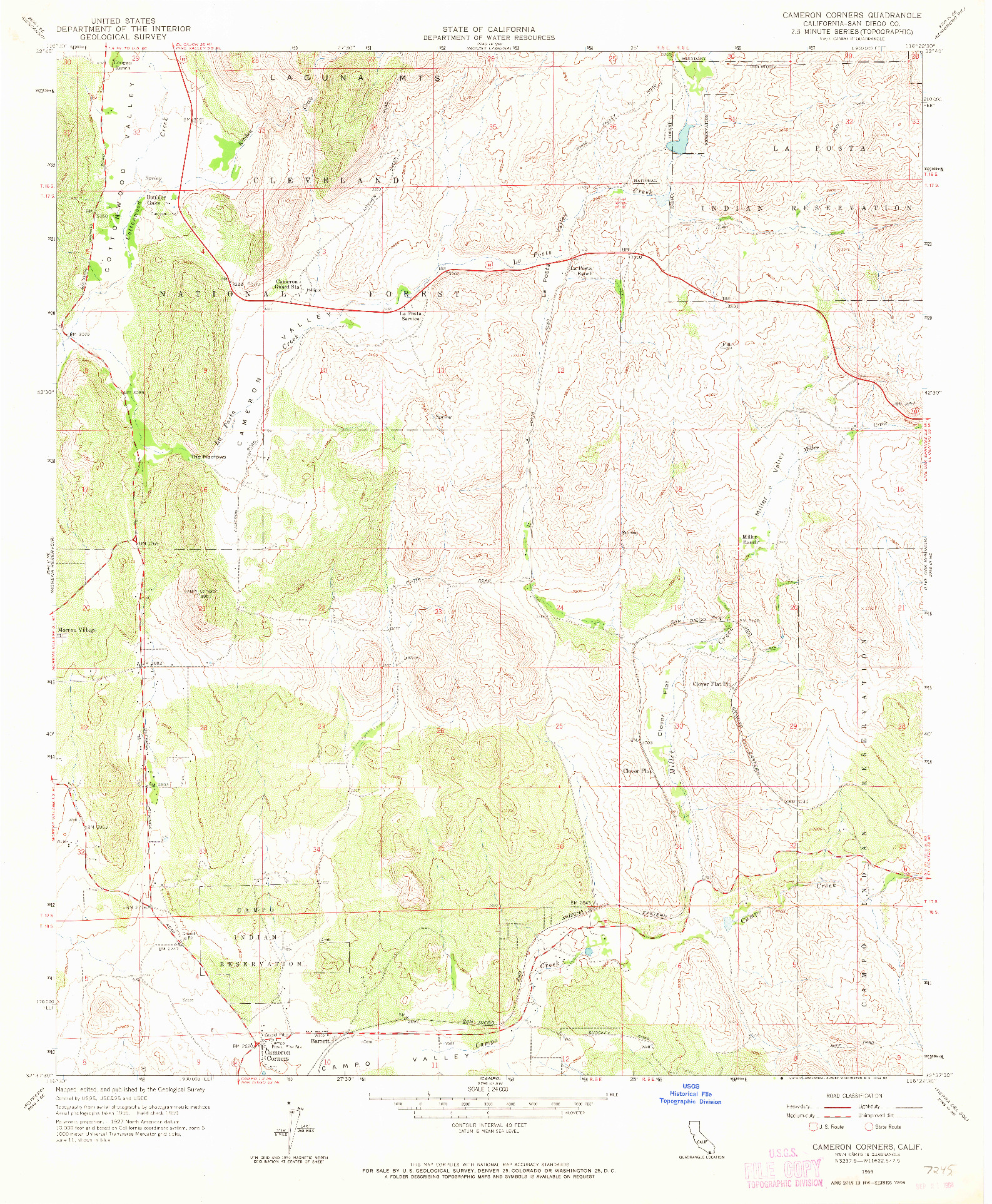 USGS 1:24000-SCALE QUADRANGLE FOR CAMERON CORNERS, CA 1959