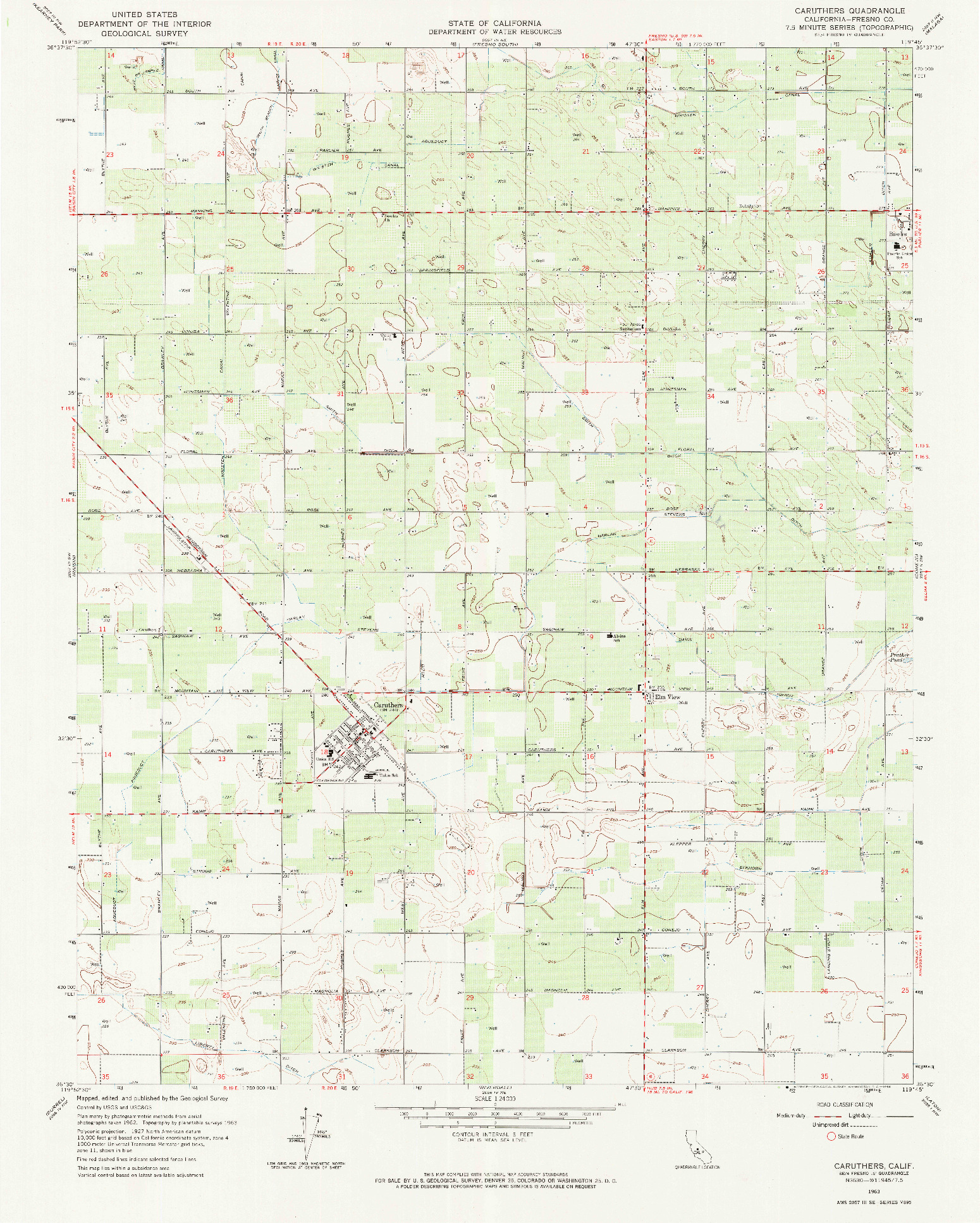 USGS 1:24000-SCALE QUADRANGLE FOR CARUTHERS, CA 1963
