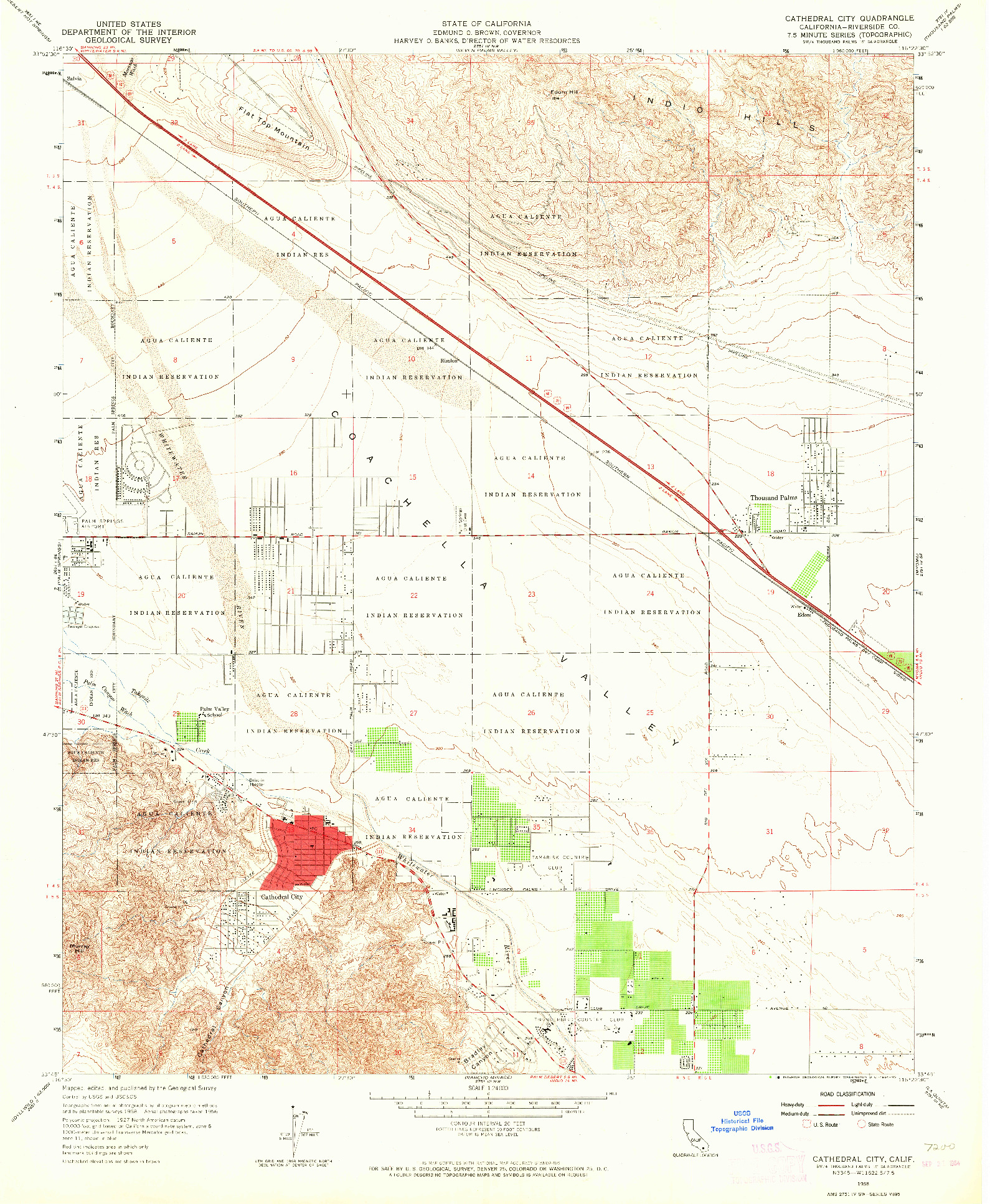 USGS 1:24000-SCALE QUADRANGLE FOR CATHEDRAL CITY, CA 1958