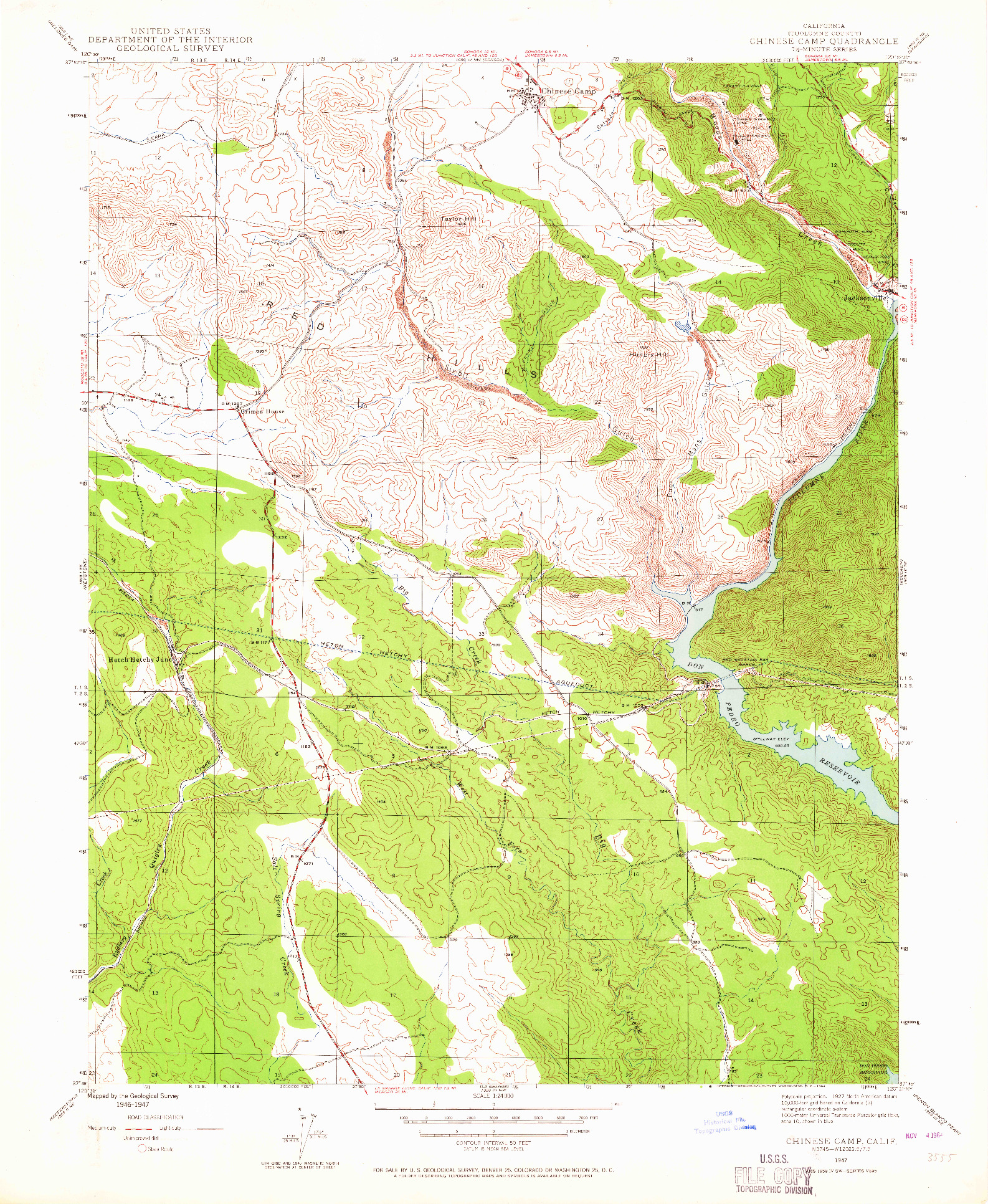 USGS 1:24000-SCALE QUADRANGLE FOR CHINESE CAMP, CA 1947