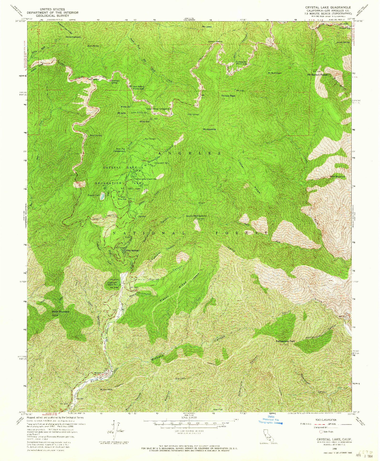 USGS 1:24000-SCALE QUADRANGLE FOR CRYSTAL LAKE, CA 1958