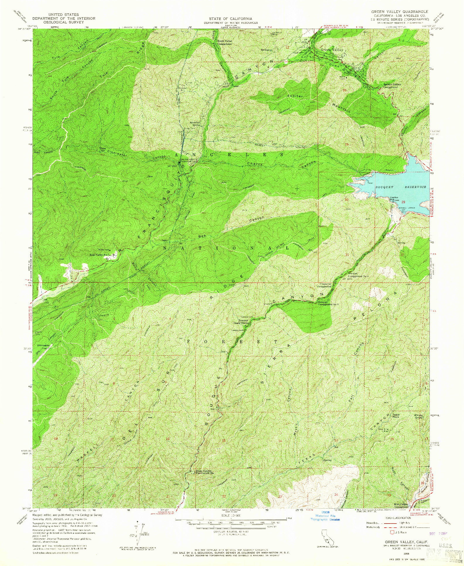 USGS 1:24000-SCALE QUADRANGLE FOR GREEN VALLEY, CA 1958