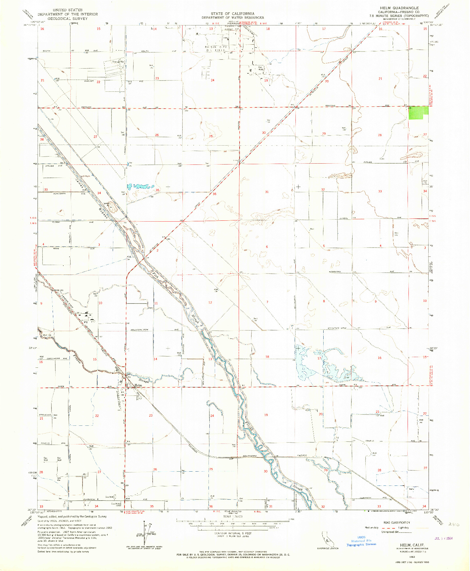 USGS 1:24000-SCALE QUADRANGLE FOR HELM, CA 1963
