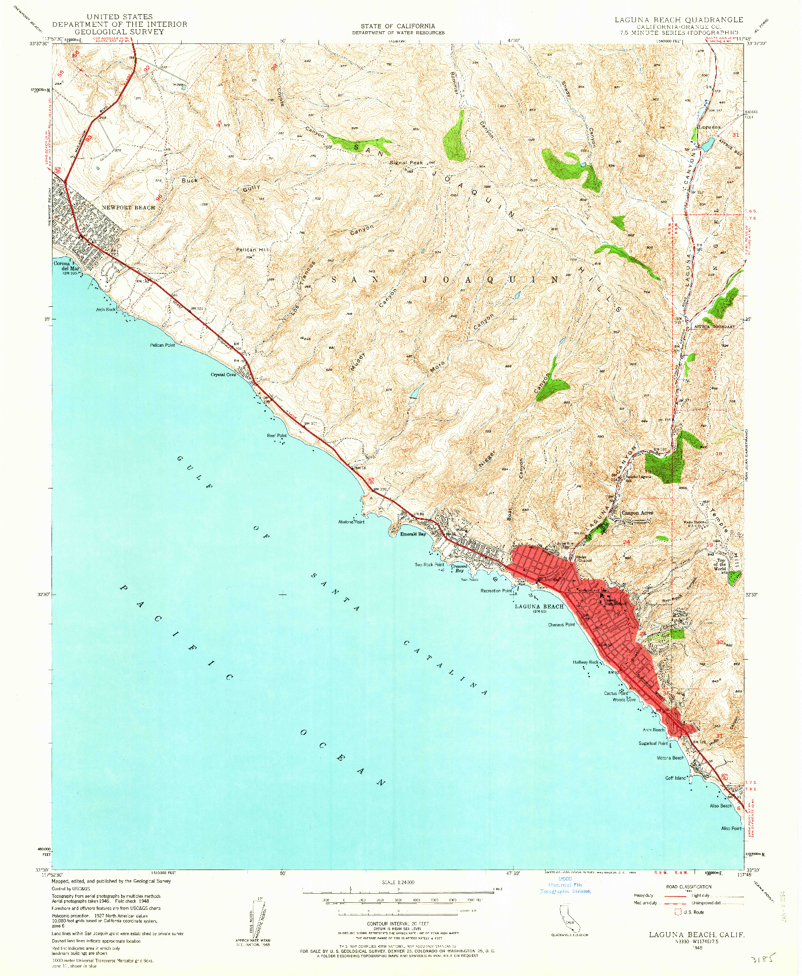 USGS 1:24000-SCALE QUADRANGLE FOR LAGUNA BEACH, CA 1948