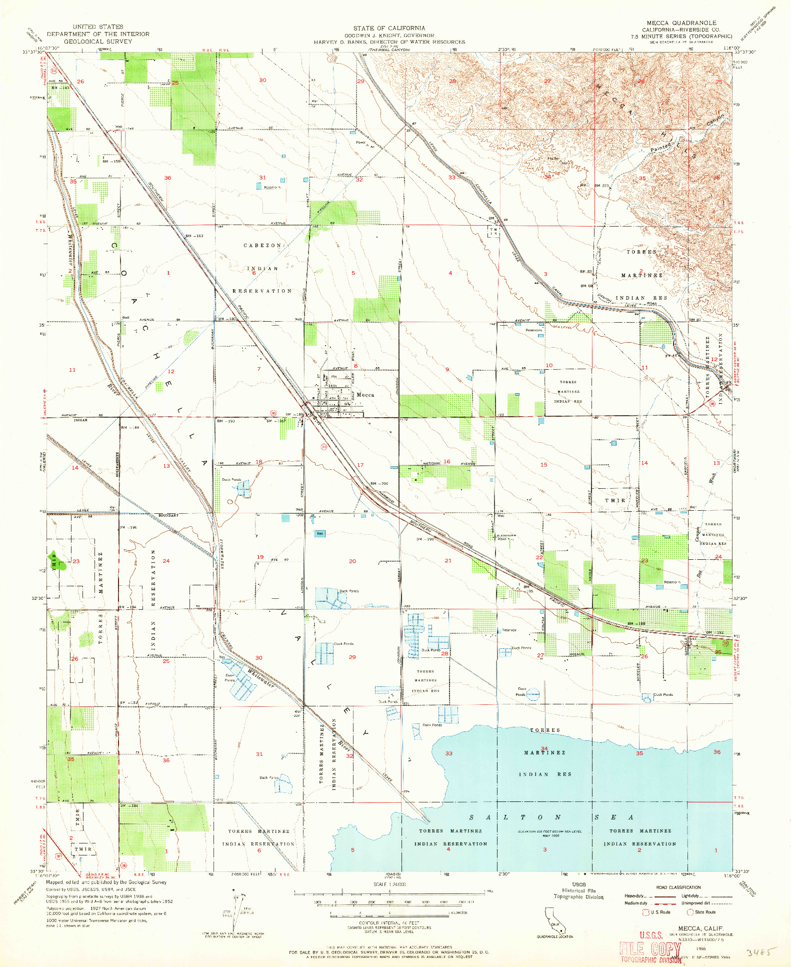 USGS 1:24000-SCALE QUADRANGLE FOR MECCA, CA 1955