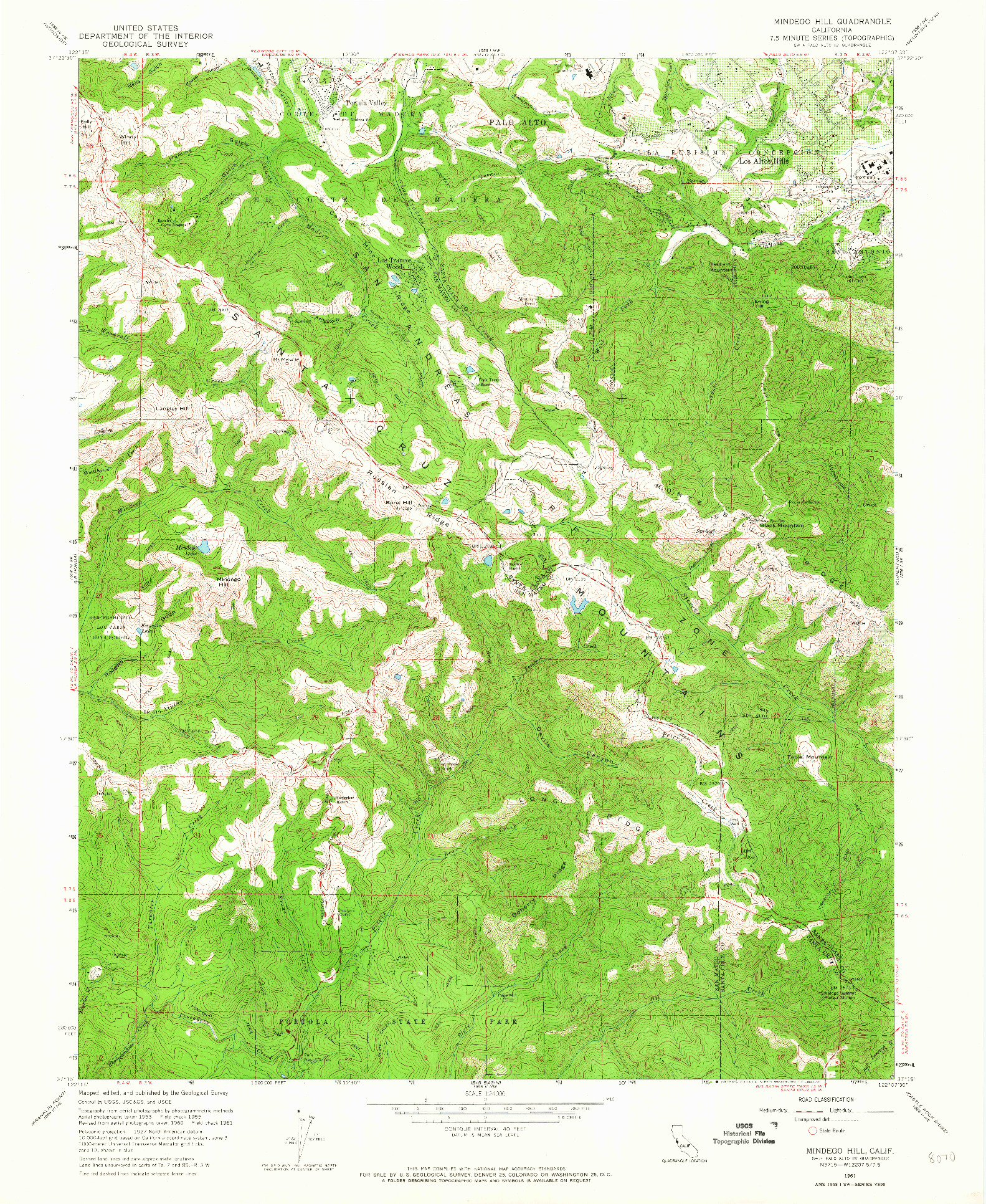 USGS 1:24000-SCALE QUADRANGLE FOR MINDEGO HILL, CA 1961