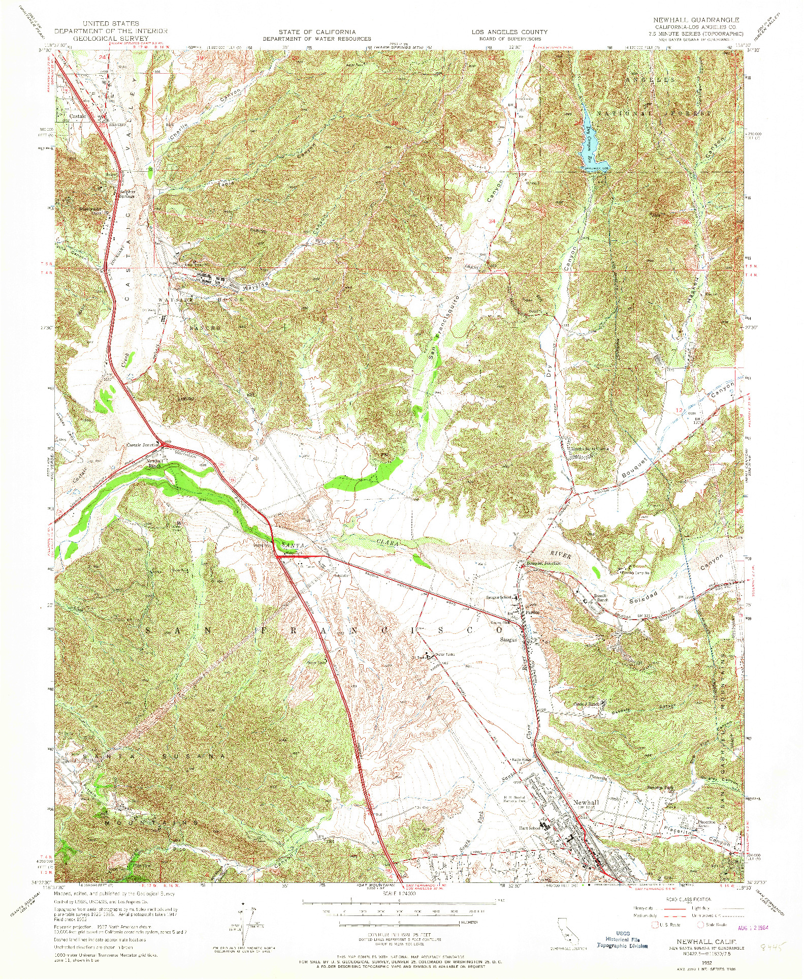 USGS 1:24000-SCALE QUADRANGLE FOR NEWHALL, CA 1952