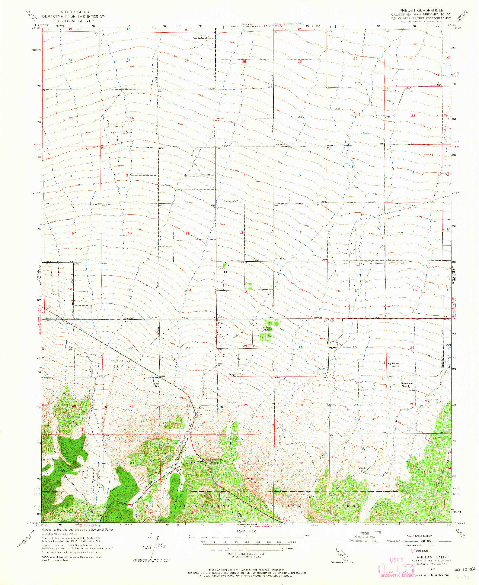 USGS 1:24000-SCALE QUADRANGLE FOR PHELAN, CA 1956