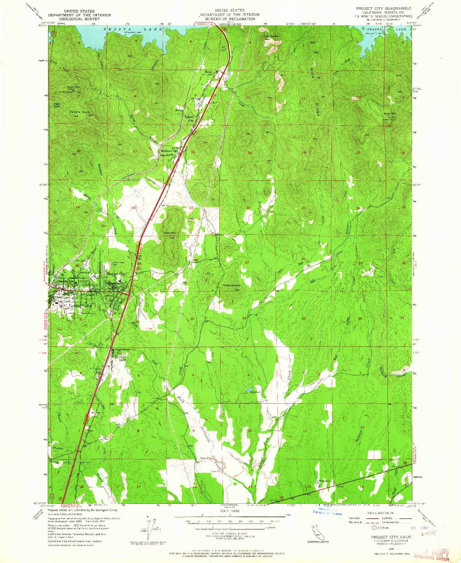 USGS 1:24000-SCALE QUADRANGLE FOR PROJECT CITY, CA 1957