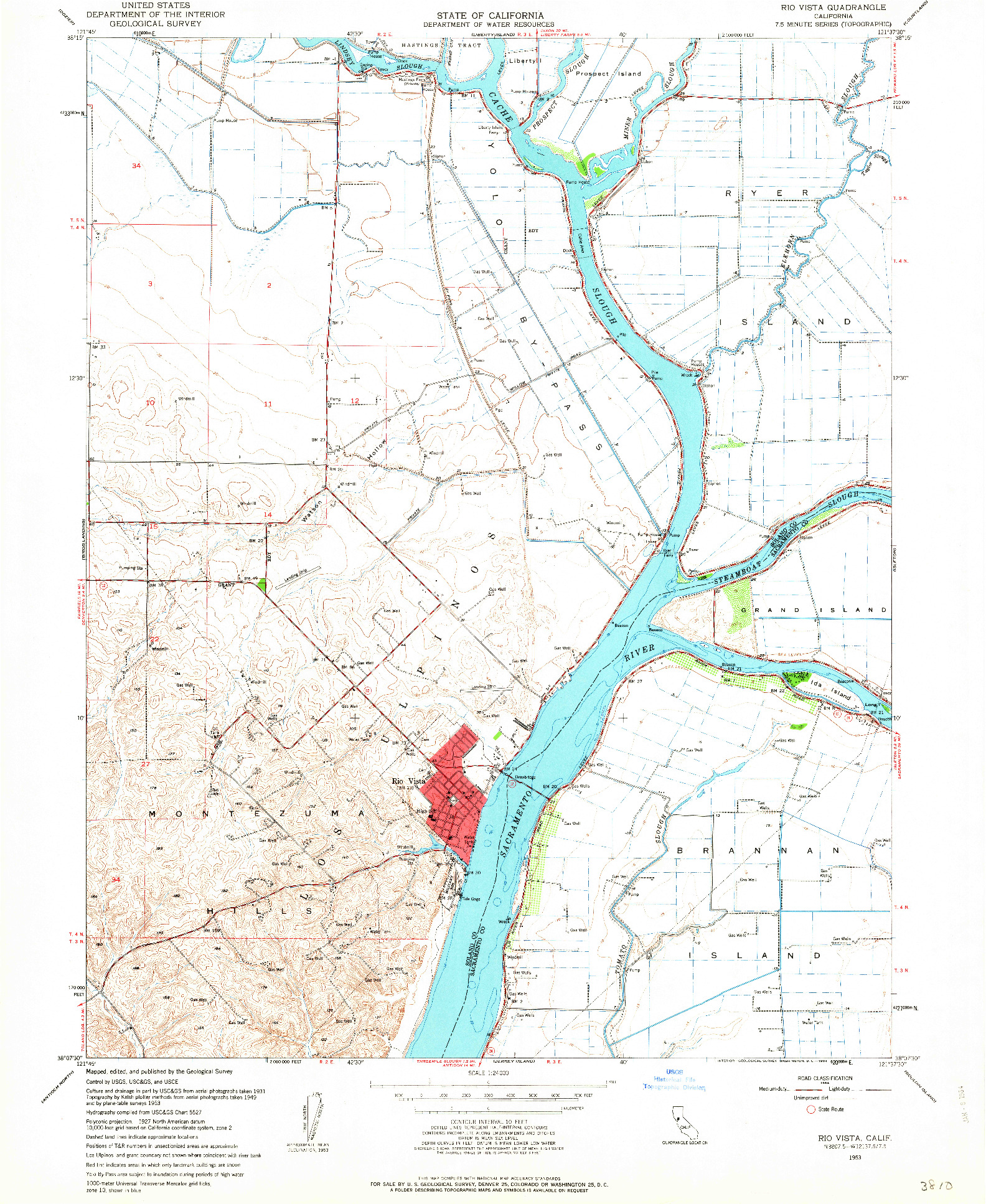 USGS 1:24000-SCALE QUADRANGLE FOR RIO VISTA, CA 1953