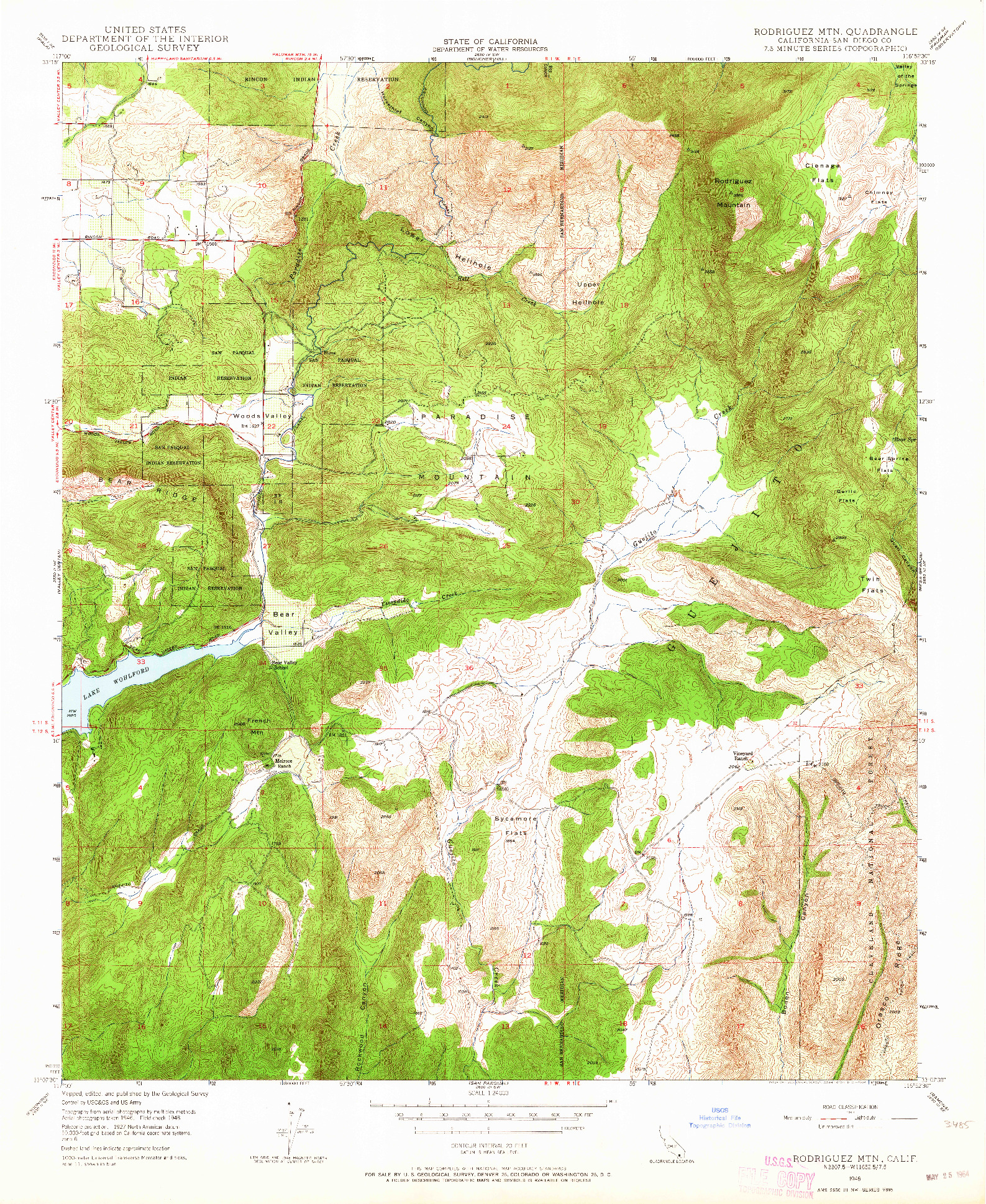 USGS 1:24000-SCALE QUADRANGLE FOR RODRIGUEZ MTN., CA 1948