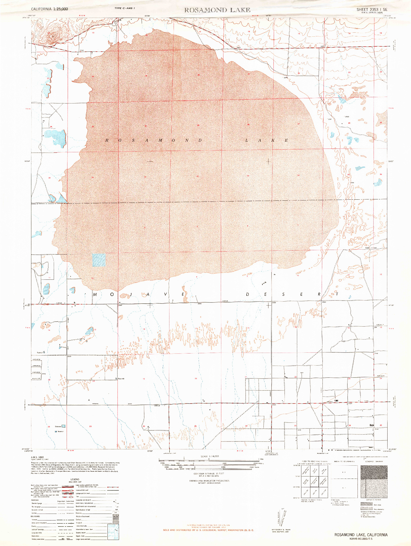 USGS 1:24000-SCALE QUADRANGLE FOR ROSAMOND LAKE, CA 1947