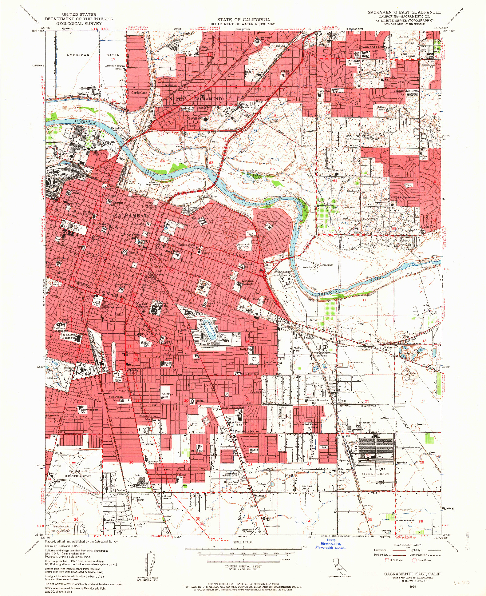 USGS 1:24000-SCALE QUADRANGLE FOR SACRAMENTO EAST, CA 1954