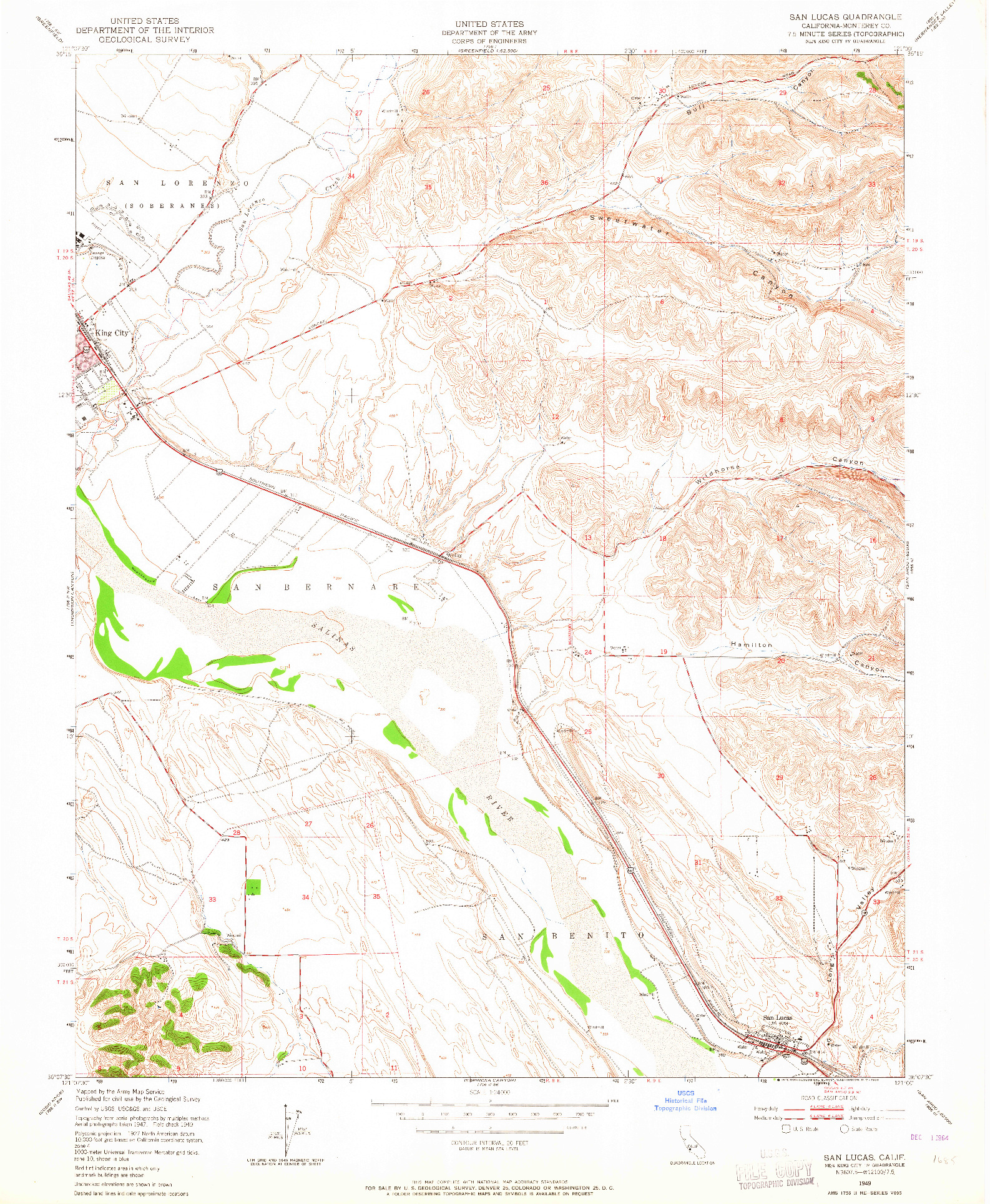 USGS 1:24000-SCALE QUADRANGLE FOR SAN LUCAS, CA 1949