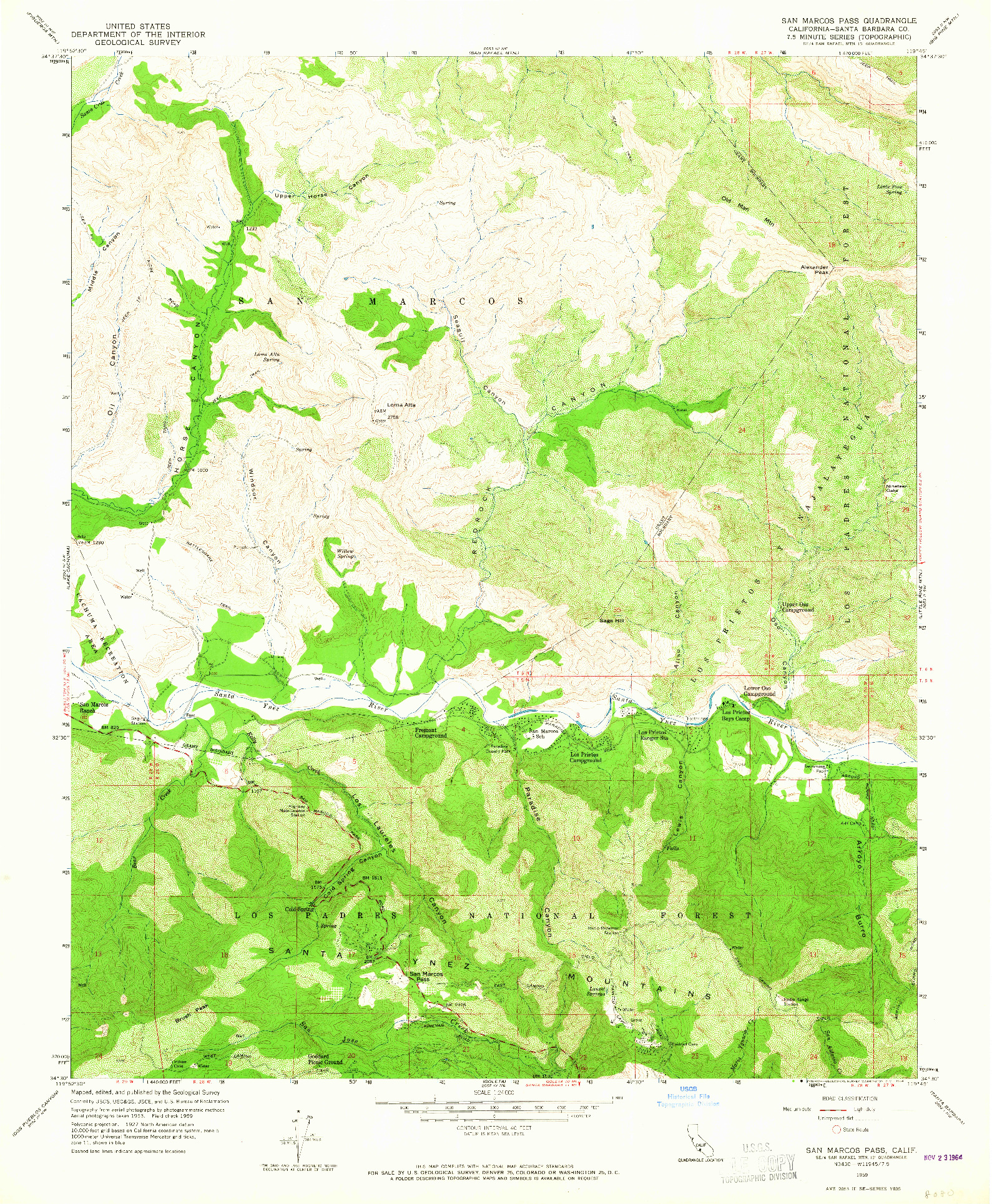 USGS 1:24000-SCALE QUADRANGLE FOR SAN MARCOS PASS, CA 1959