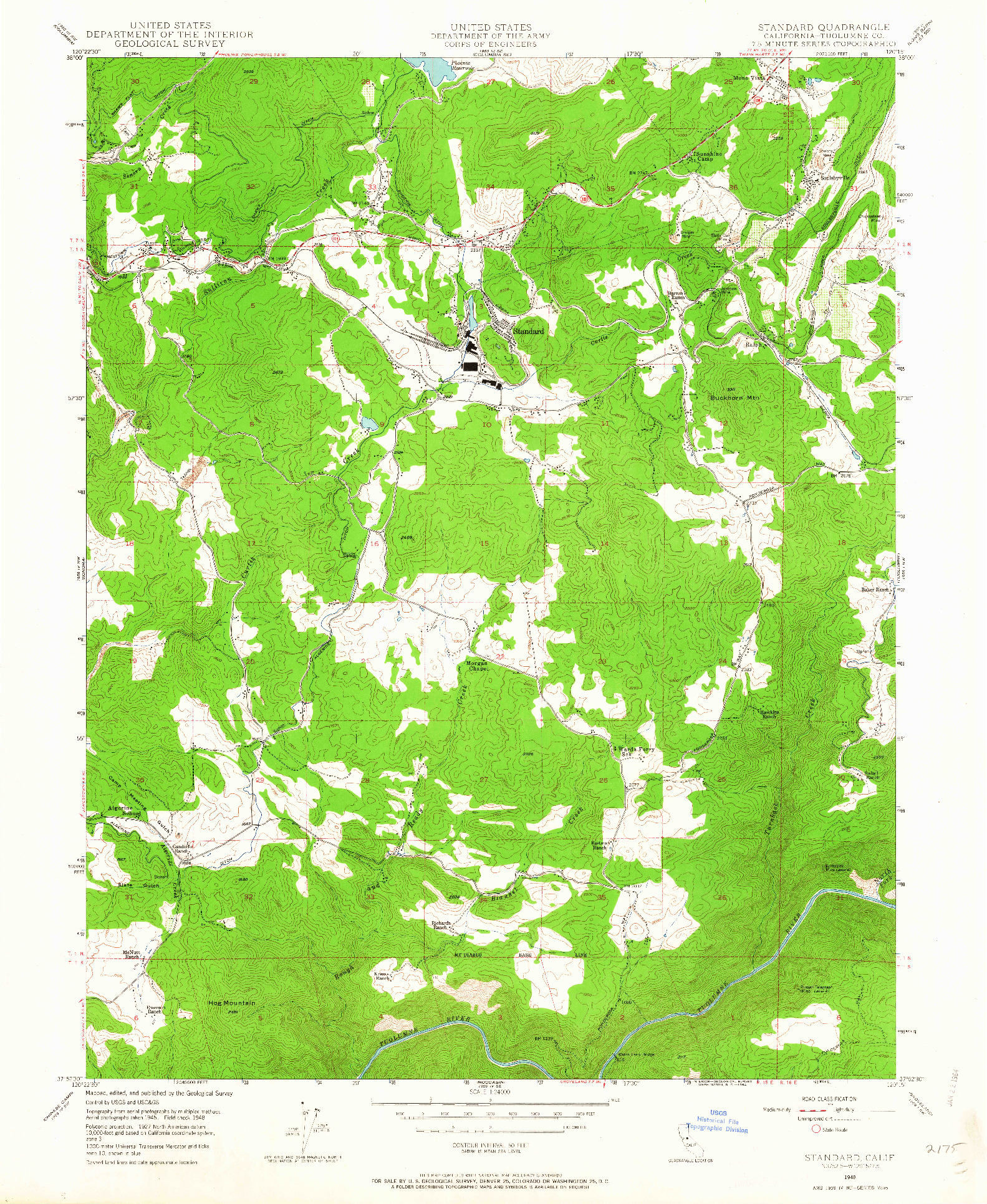 USGS 1:24000-SCALE QUADRANGLE FOR STANDARD, CA 1948