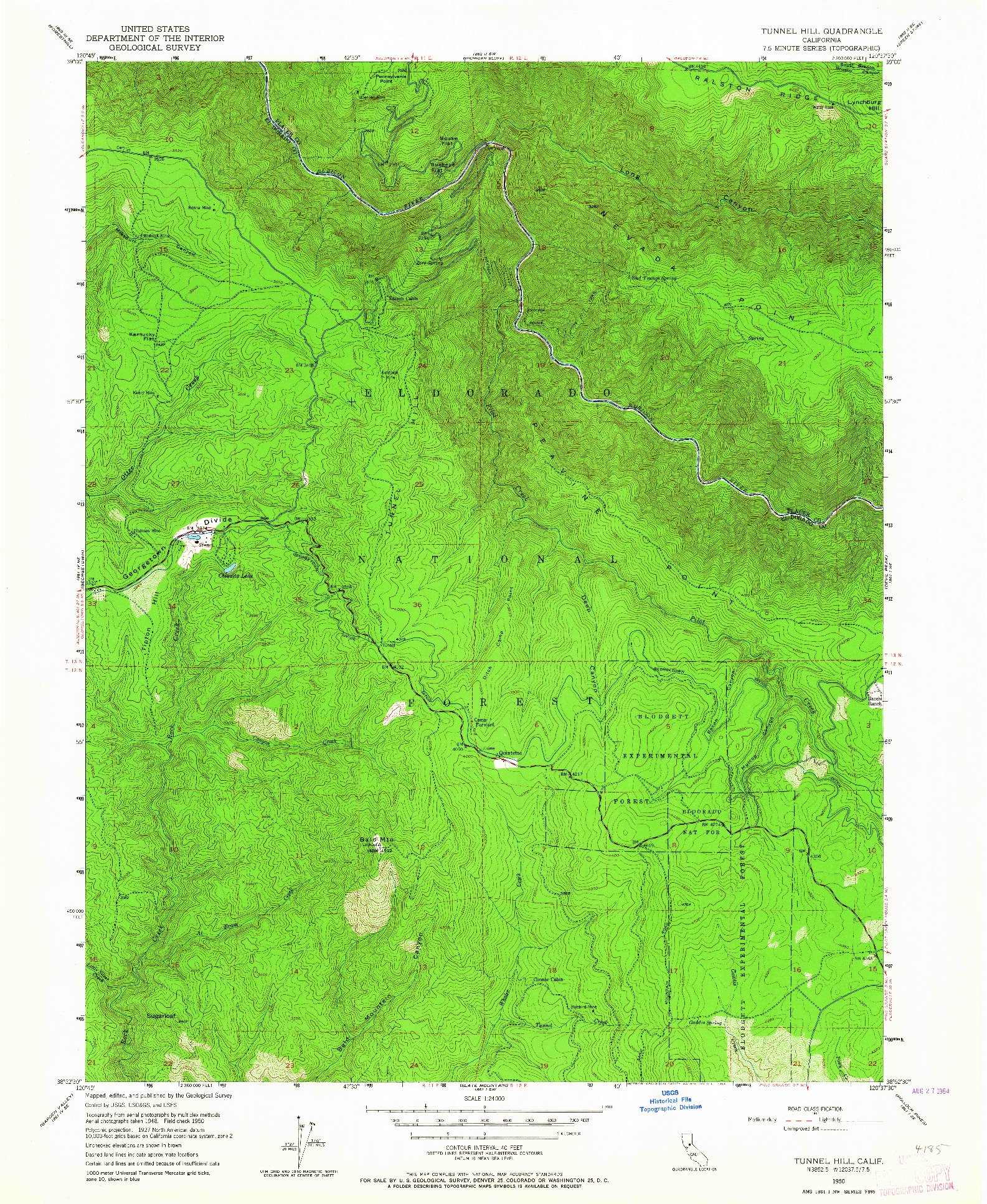 USGS 1:24000-SCALE QUADRANGLE FOR TUNNEL HILL, CA 1950