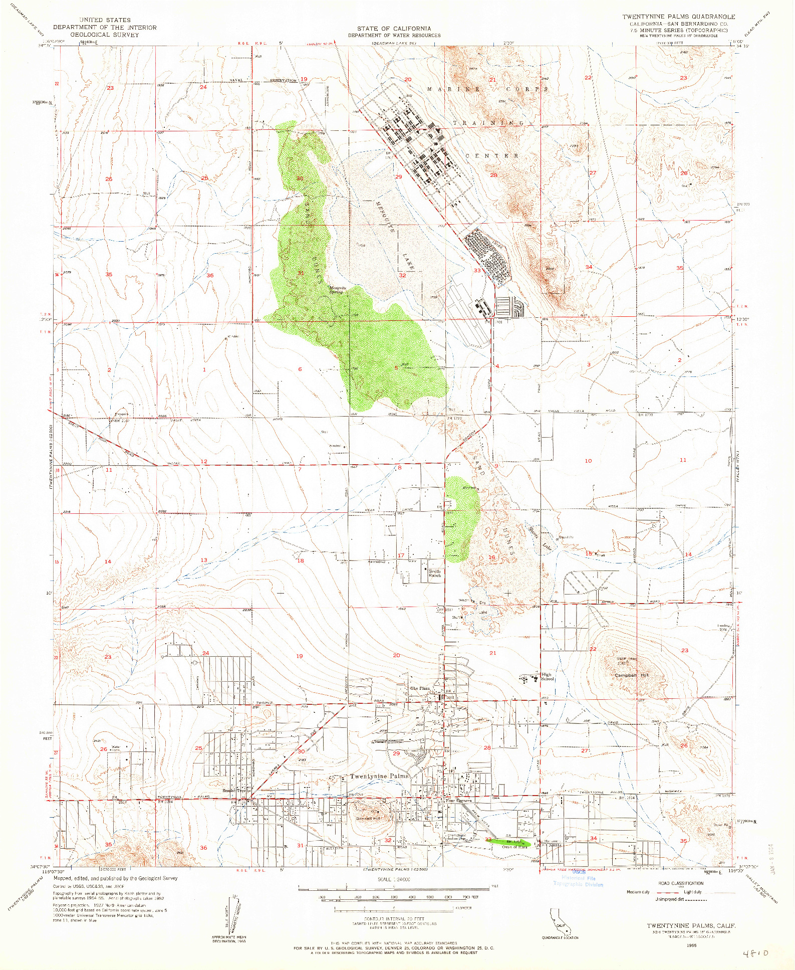 USGS 1:24000-SCALE QUADRANGLE FOR TWENTYNINE PALMS, CA 1955