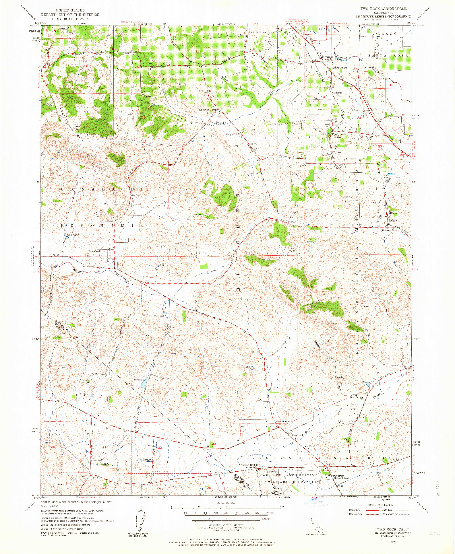 USGS 1:24000-SCALE QUADRANGLE FOR TWO ROCK, CA 1954