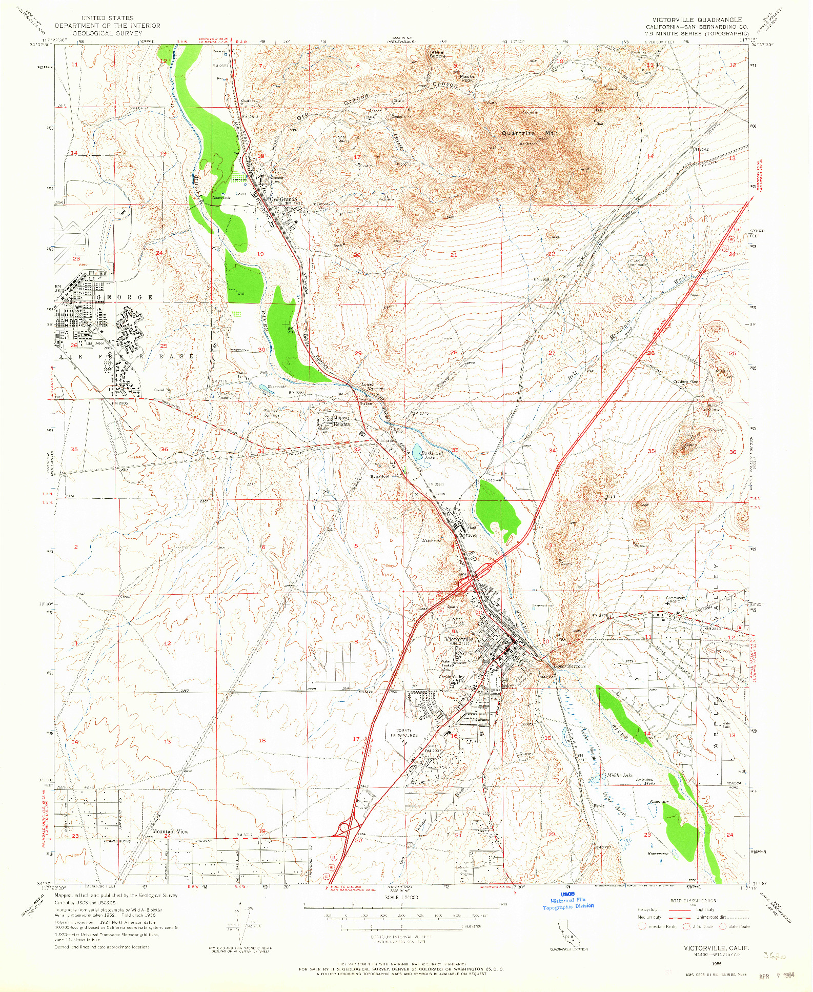 USGS 1:24000-SCALE QUADRANGLE FOR VICTORVILLE, CA 1956