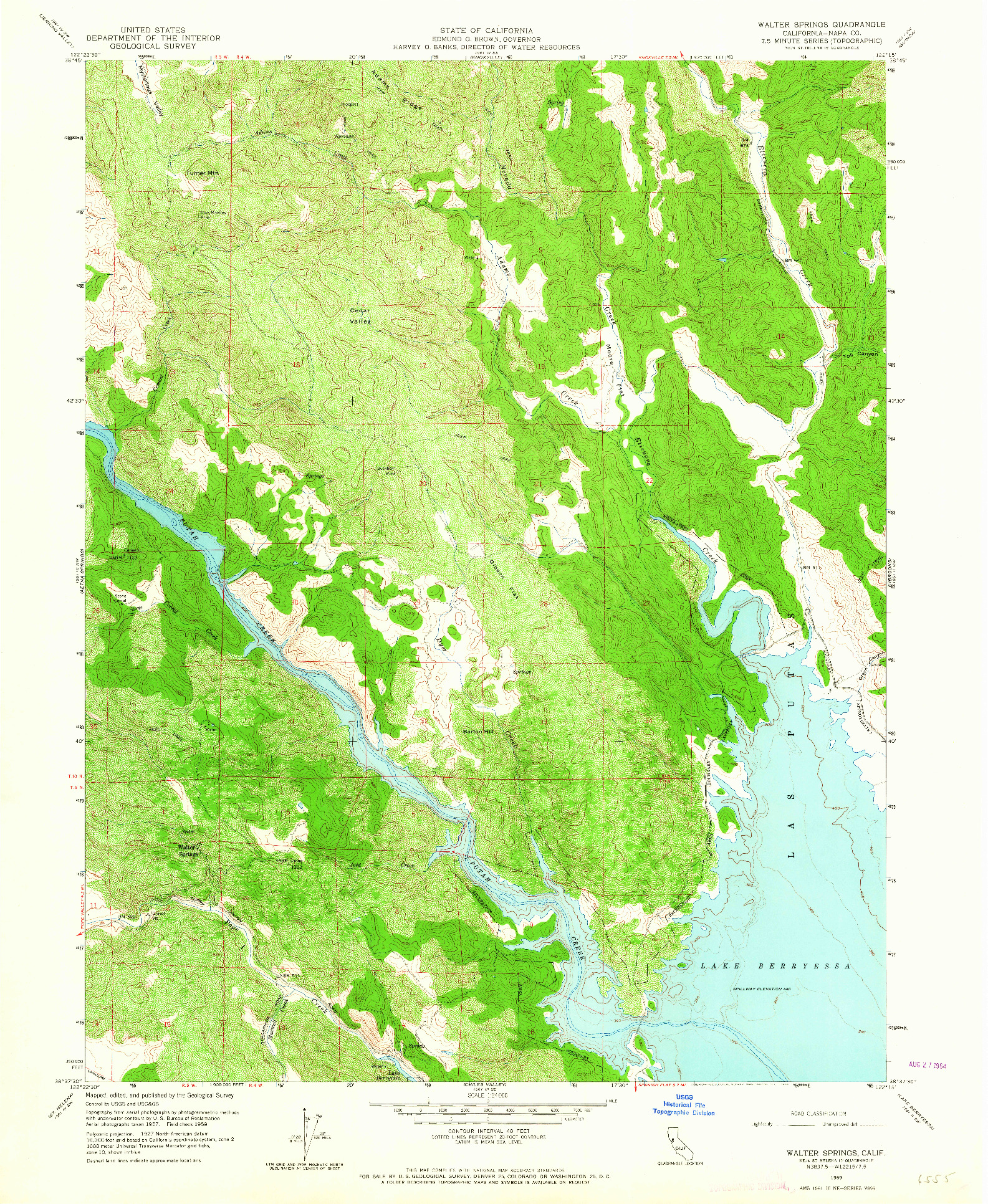 USGS 1:24000-SCALE QUADRANGLE FOR WALTER SPRINGS, CA 1959