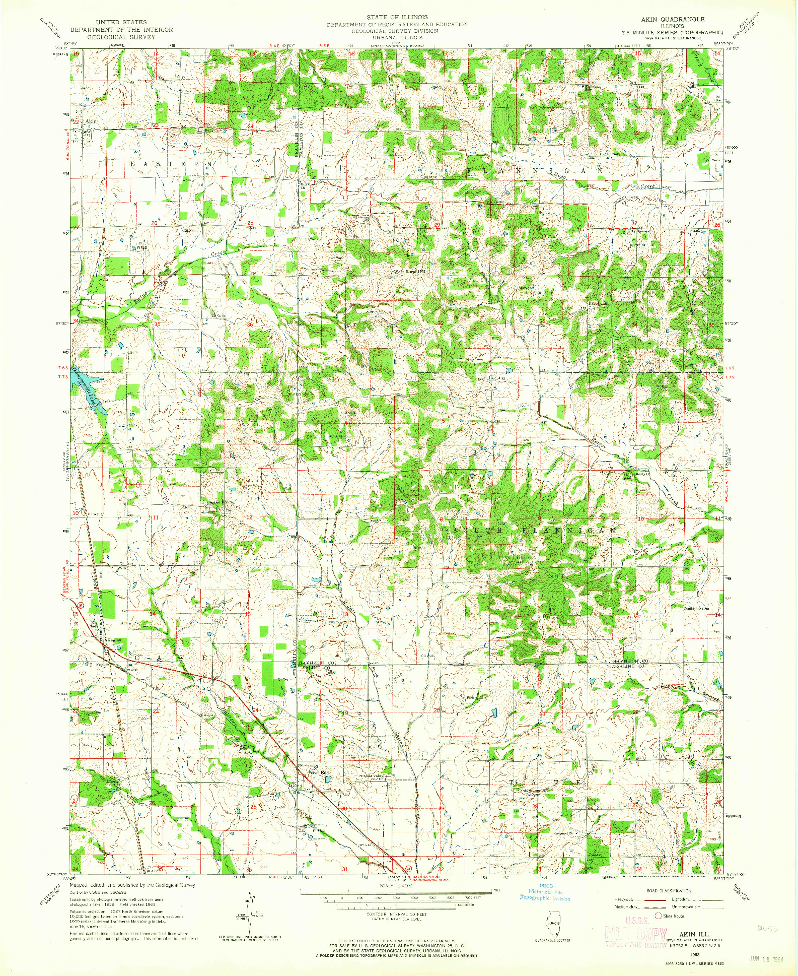 USGS 1:24000-SCALE QUADRANGLE FOR AKIN, IL 1963