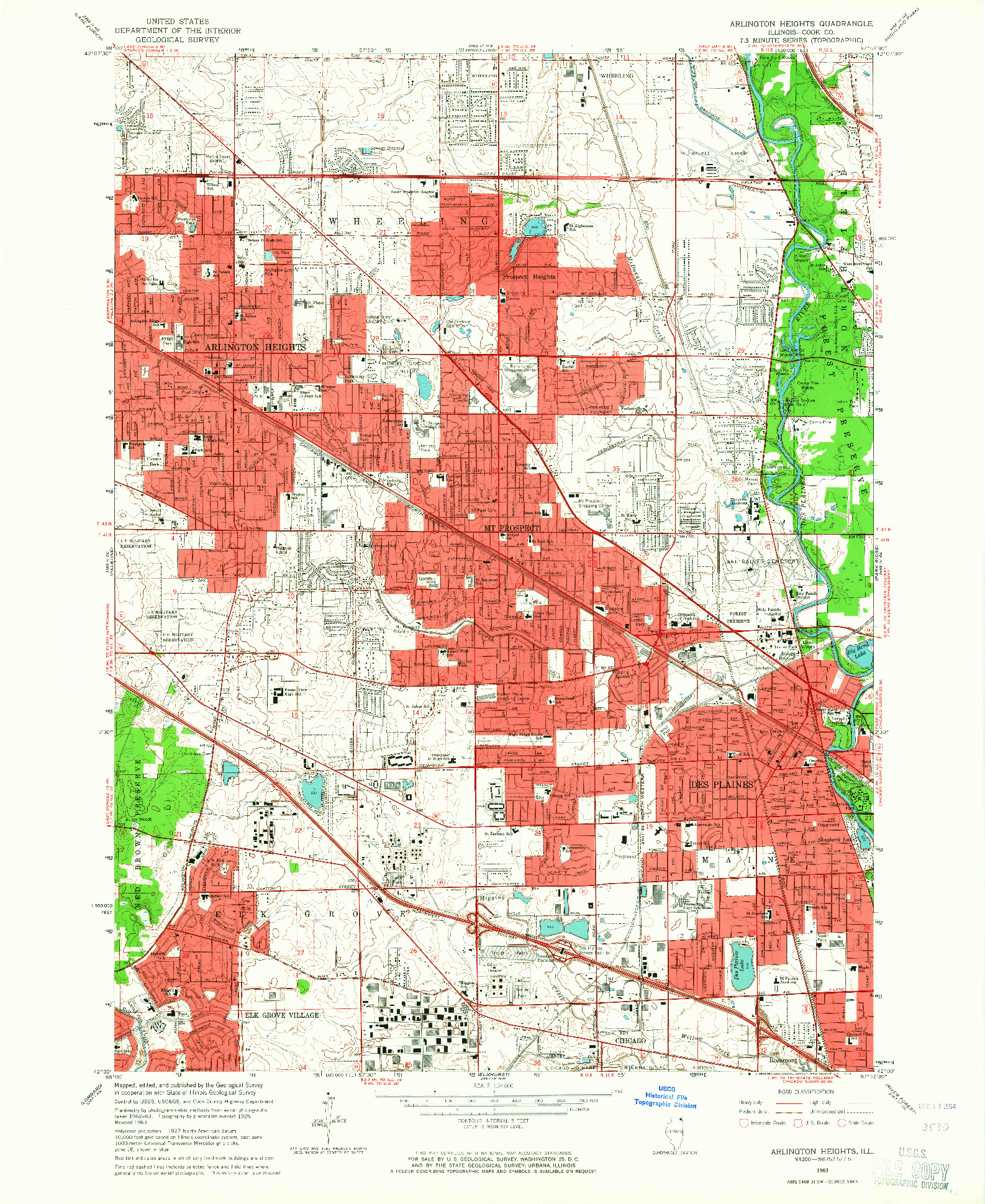 USGS 1:24000-SCALE QUADRANGLE FOR ARLINGTON HEIGHTS, IL 1963