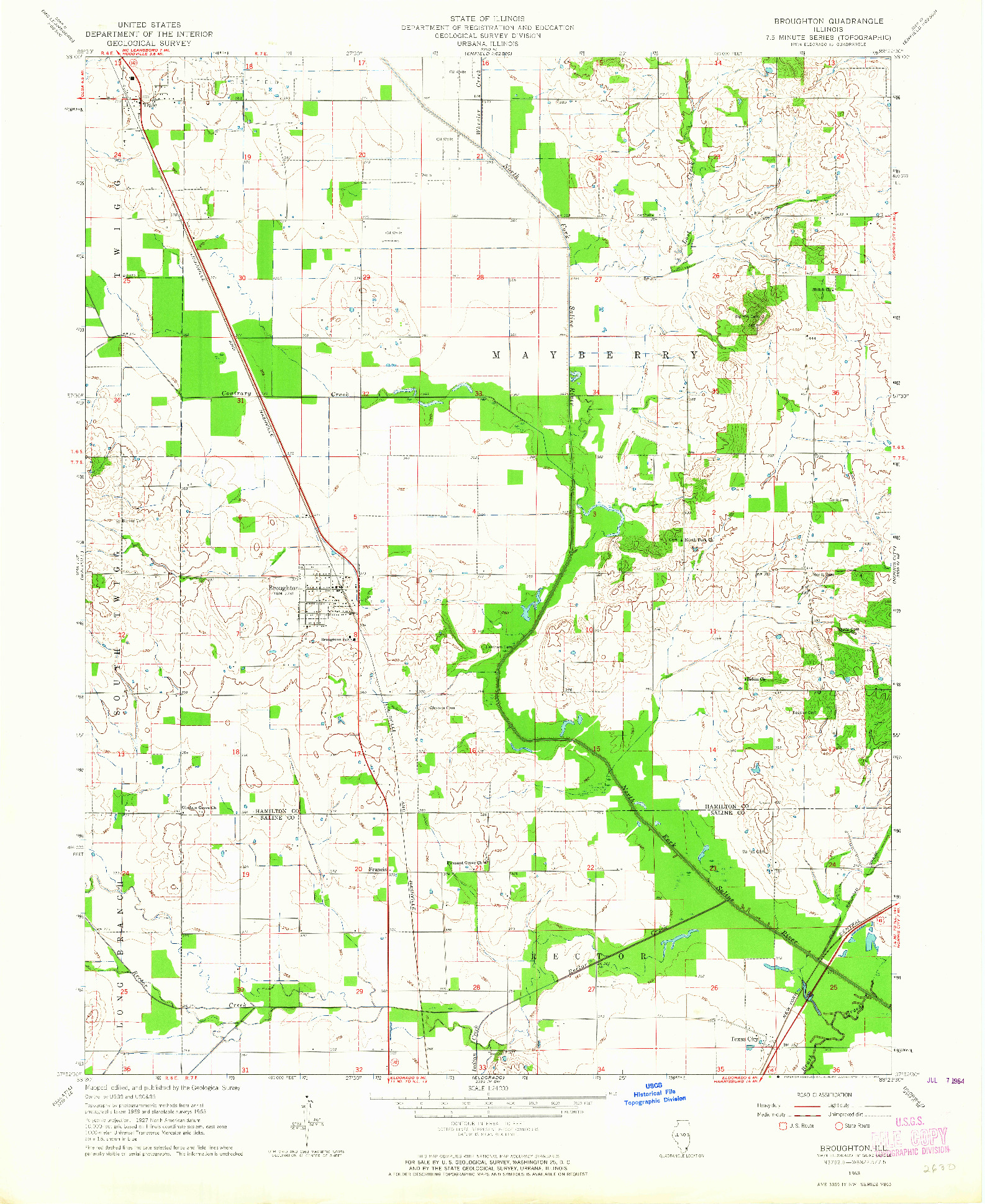 USGS 1:24000-SCALE QUADRANGLE FOR BROUGHTON, IL 1963