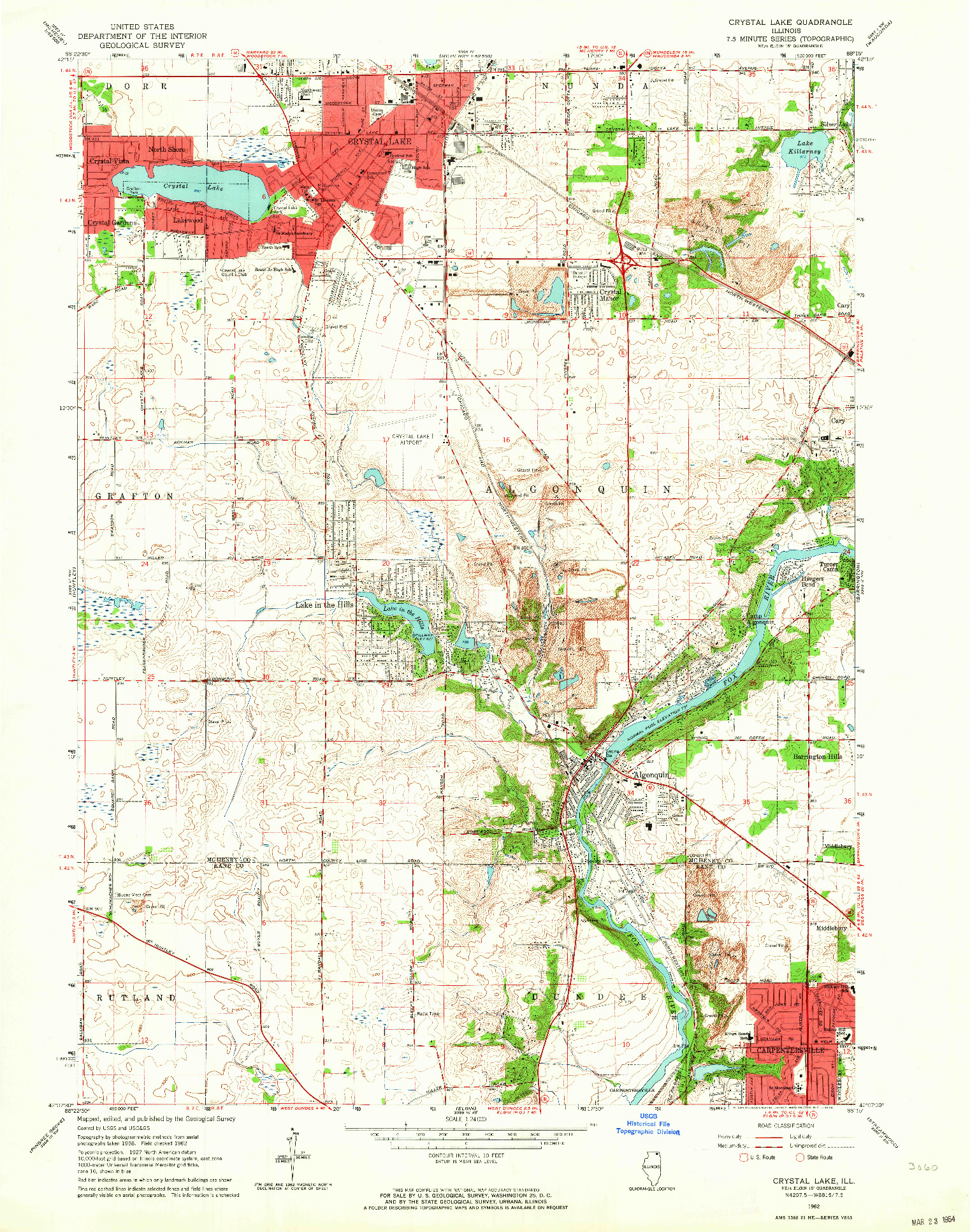 USGS 1:24000-SCALE QUADRANGLE FOR CRYSTAL LAKE, IL 1962