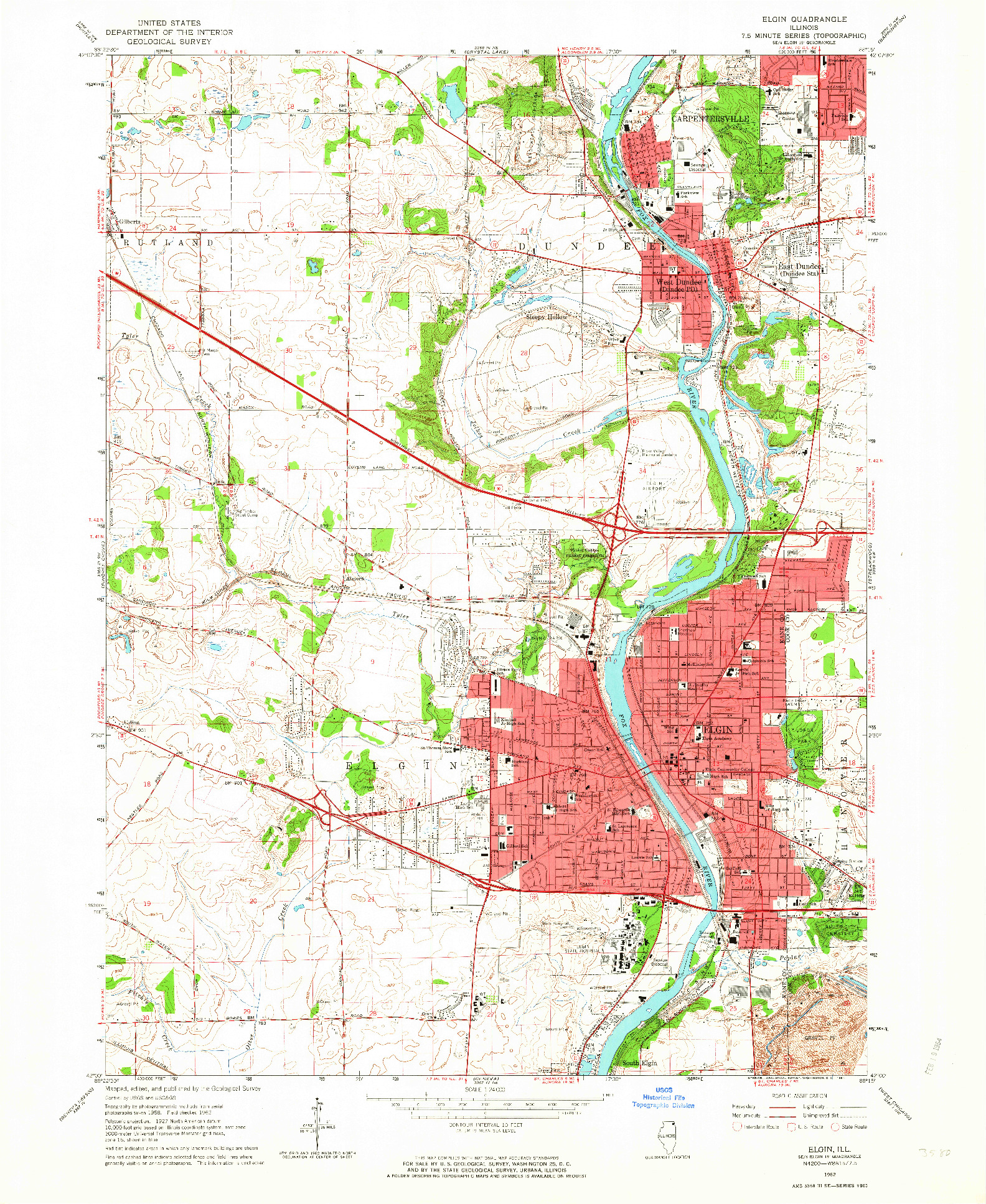 USGS 1:24000-SCALE QUADRANGLE FOR ELGIN, IL 1962