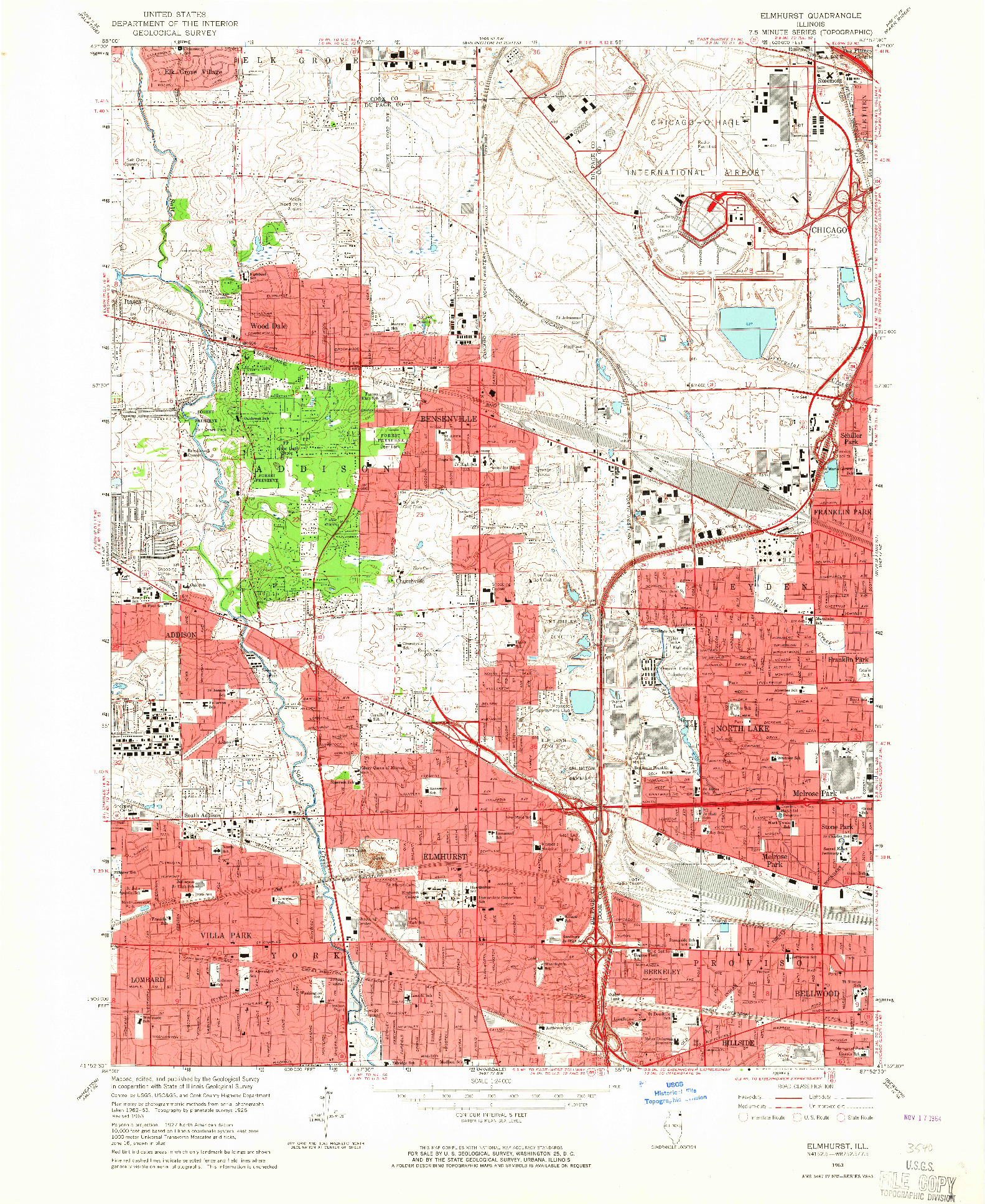 USGS 1:24000-SCALE QUADRANGLE FOR ELMHURST, IL 1963