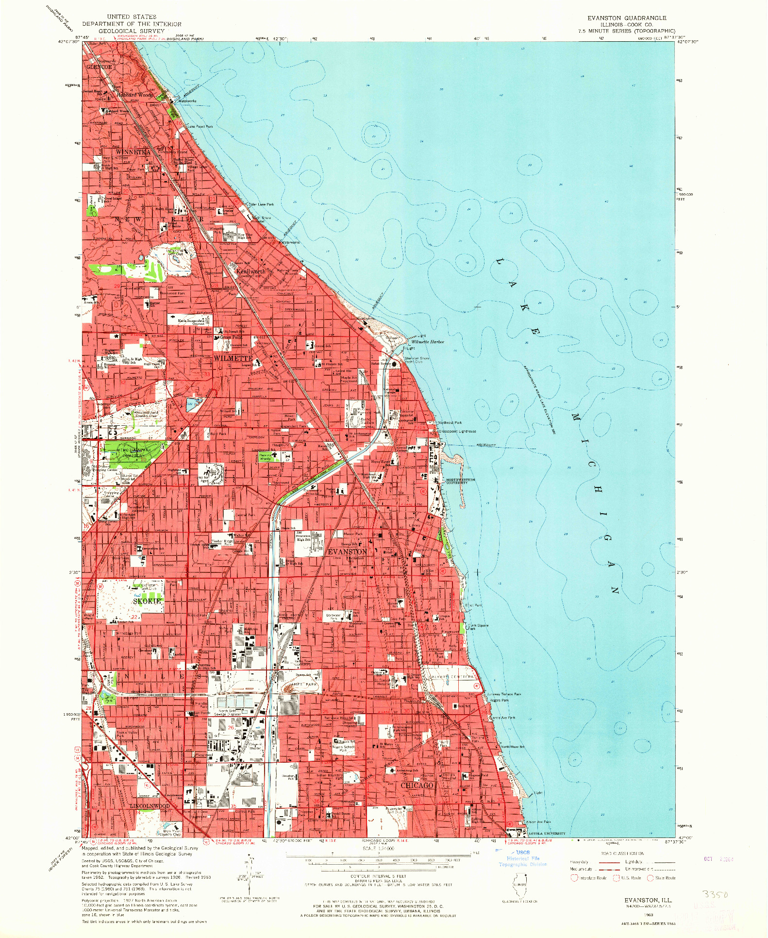 USGS 1:24000-SCALE QUADRANGLE FOR EVANSTON, IL 1963