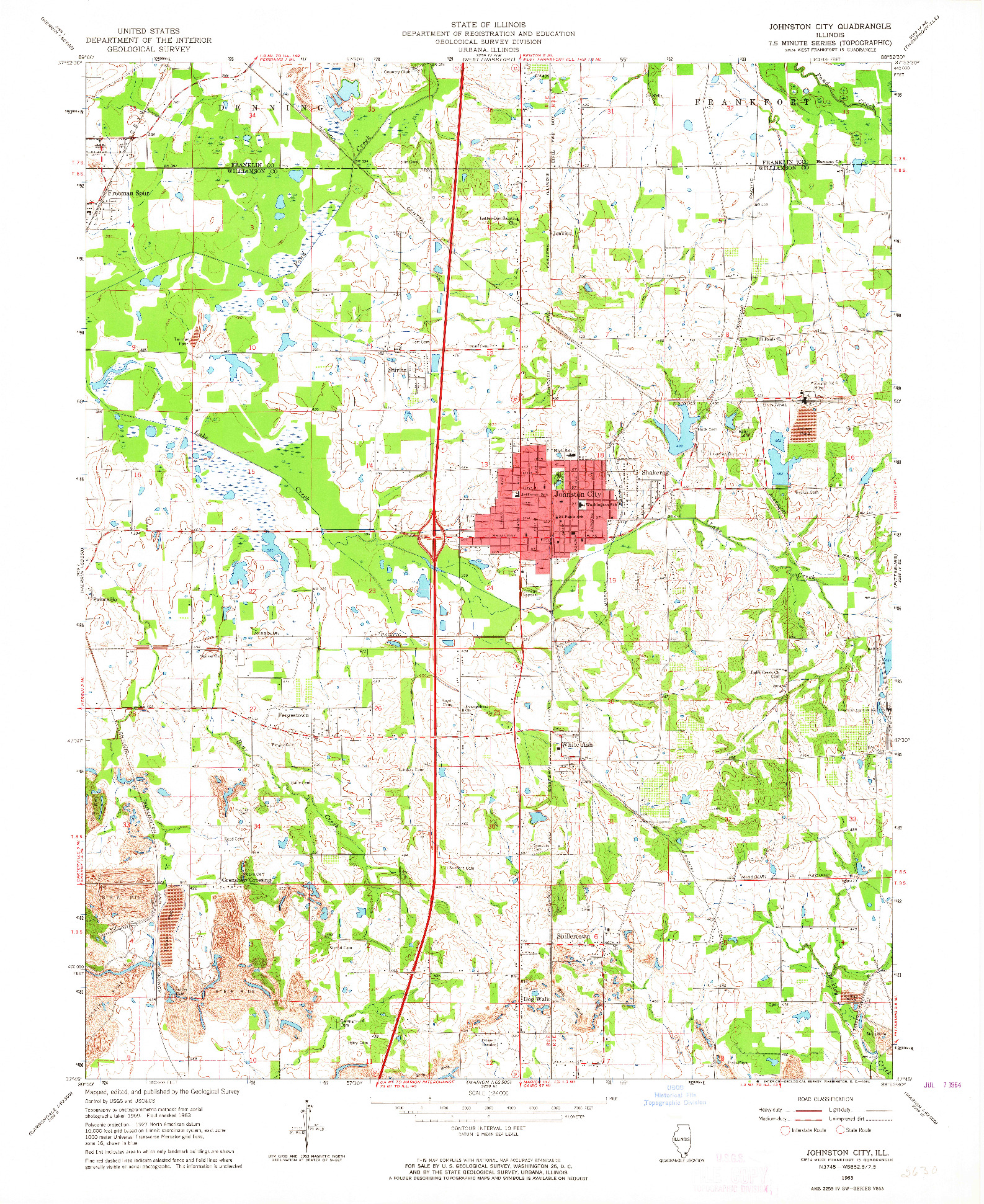 USGS 1:24000-SCALE QUADRANGLE FOR JOHNSTON CITY, IL 1963