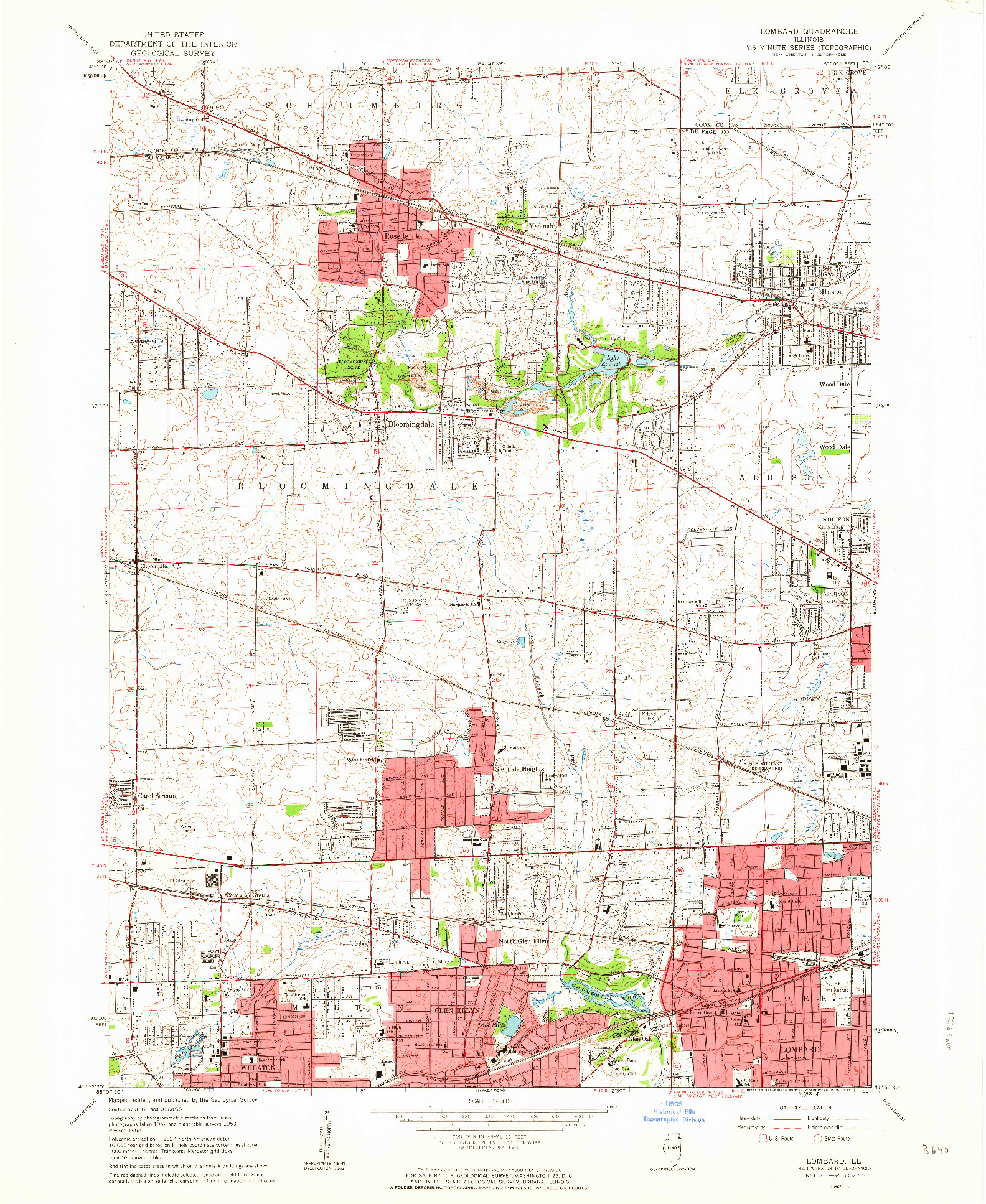 USGS 1:24000-SCALE QUADRANGLE FOR LOMBARD, IL 1962