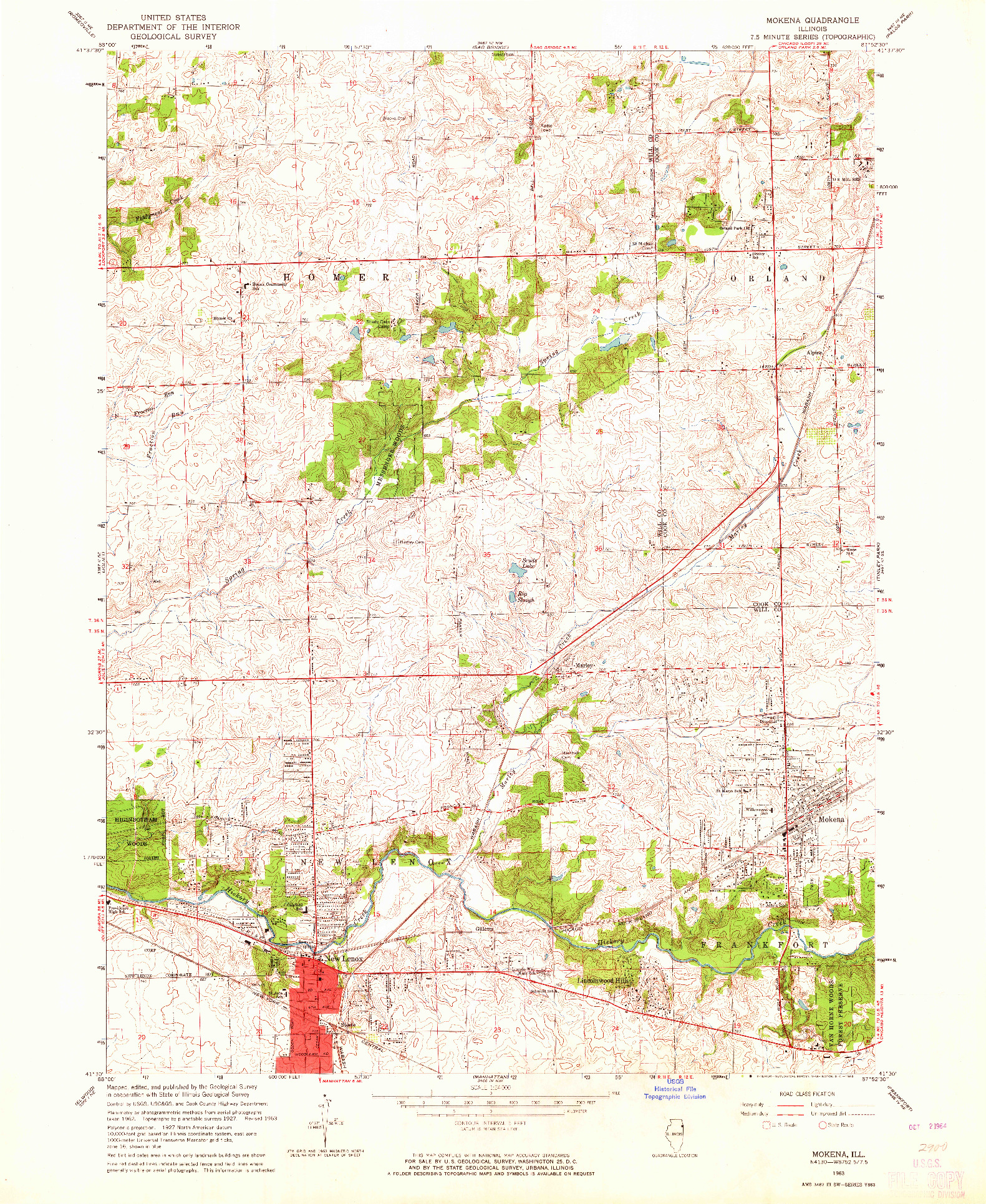 USGS 1:24000-SCALE QUADRANGLE FOR MOKENA, IL 1963