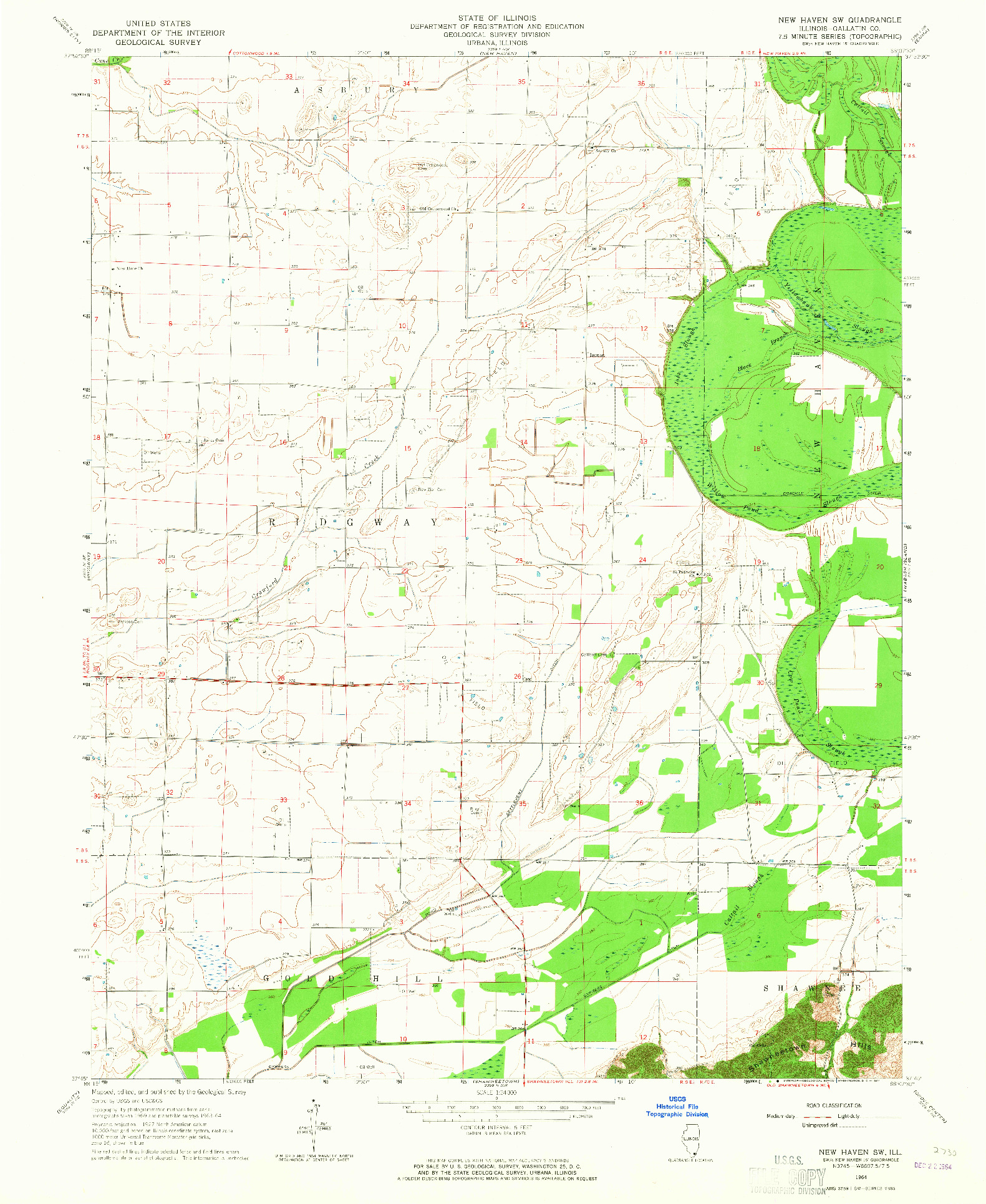 USGS 1:24000-SCALE QUADRANGLE FOR NEW HAVEN SW, IL 1964