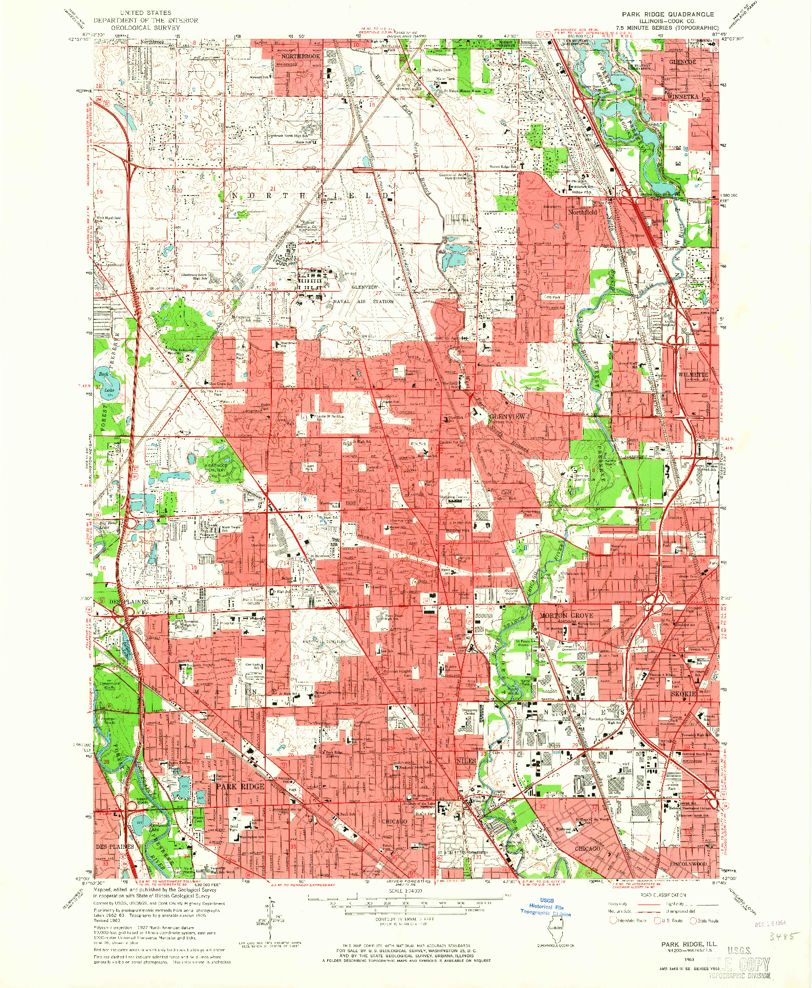 USGS 1:24000-SCALE QUADRANGLE FOR PARK RIDGE, IL 1963