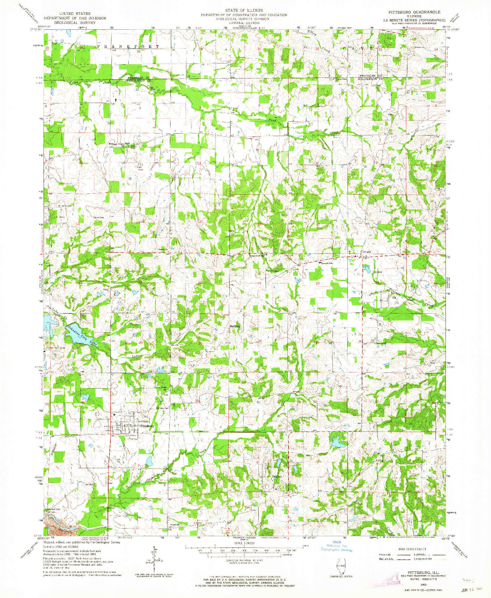 USGS 1:24000-SCALE QUADRANGLE FOR PITTSBURG, IL 1963