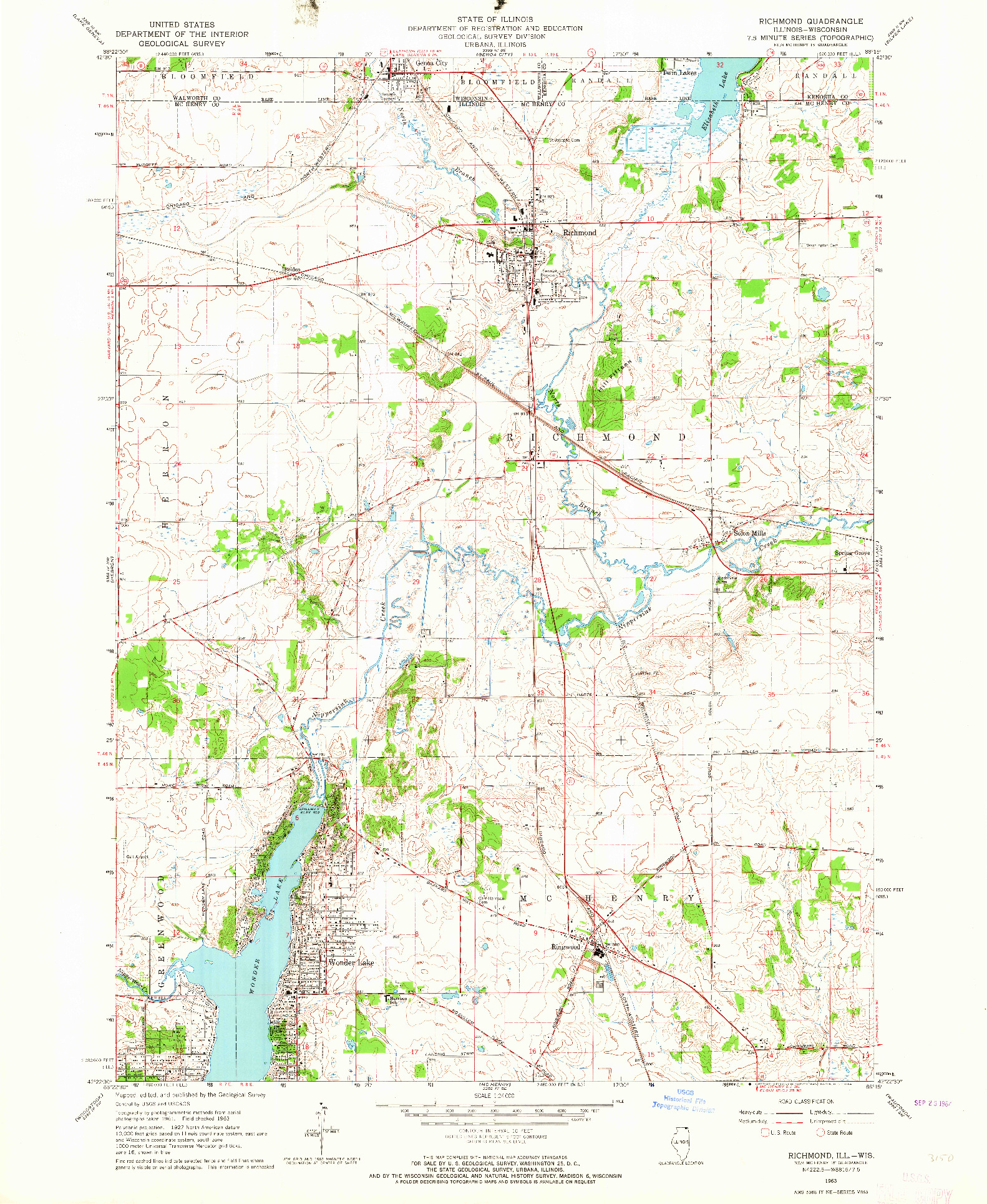 USGS 1:24000-SCALE QUADRANGLE FOR RICHMOND, IL 1963