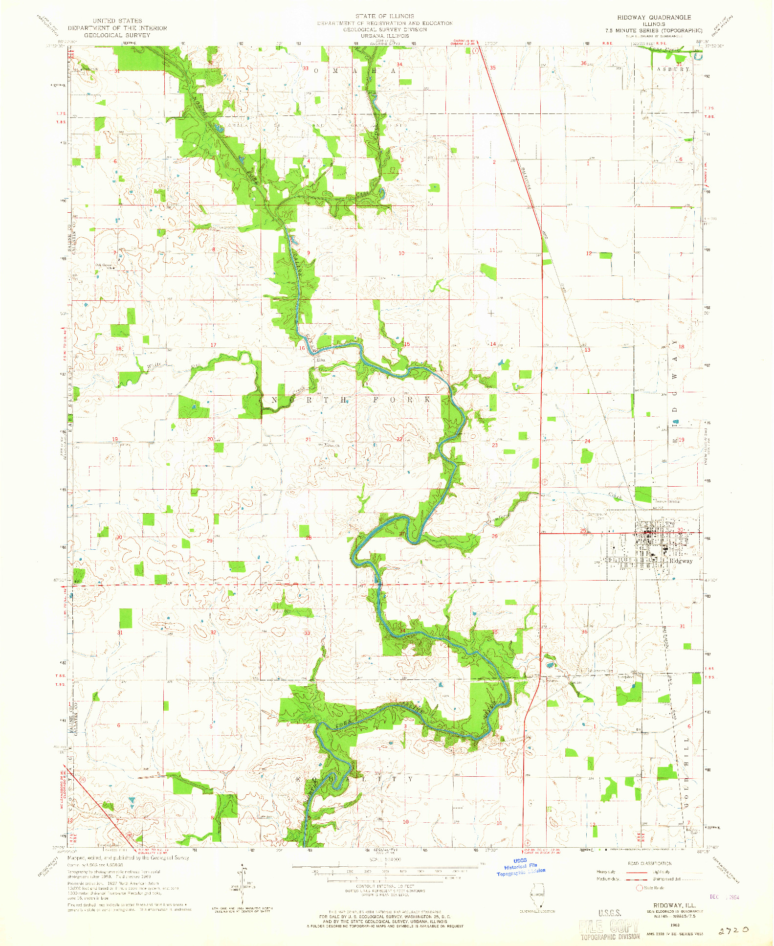 USGS 1:24000-SCALE QUADRANGLE FOR RIDGWAY, IL 1963